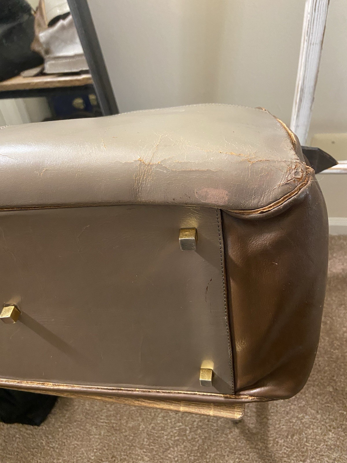 Thrashed YSL Saint Laurent Small Leather Boston Duffle Travel Bag, Poor Cond