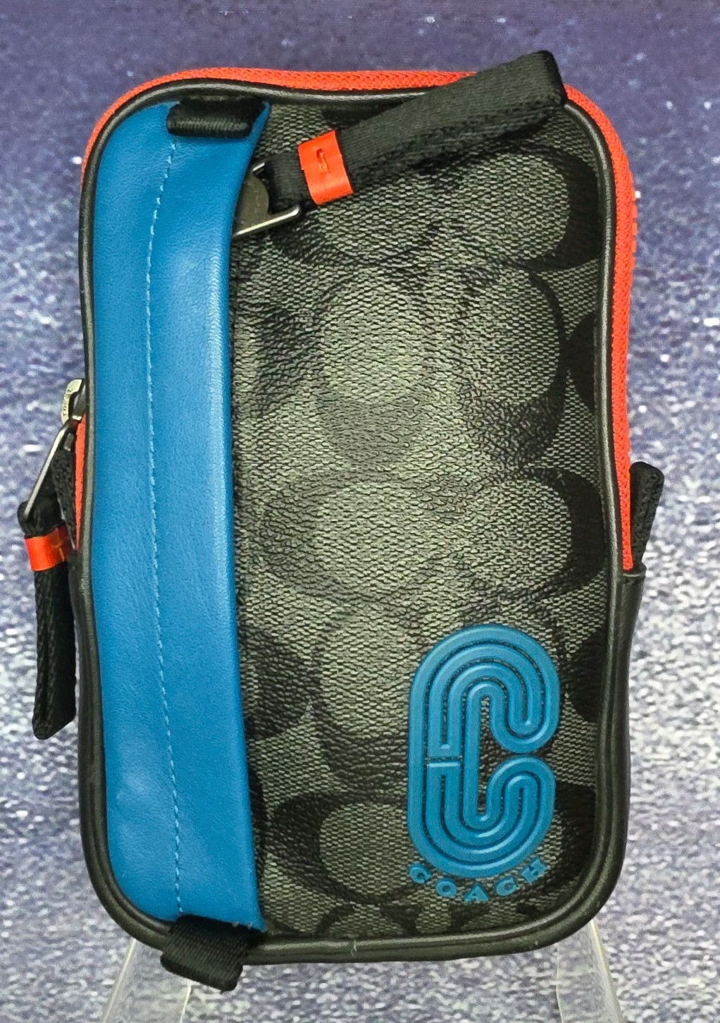 Coach North/South Hybrid Pouch Signature Canvas Colorblock Pouch Bag Monogram