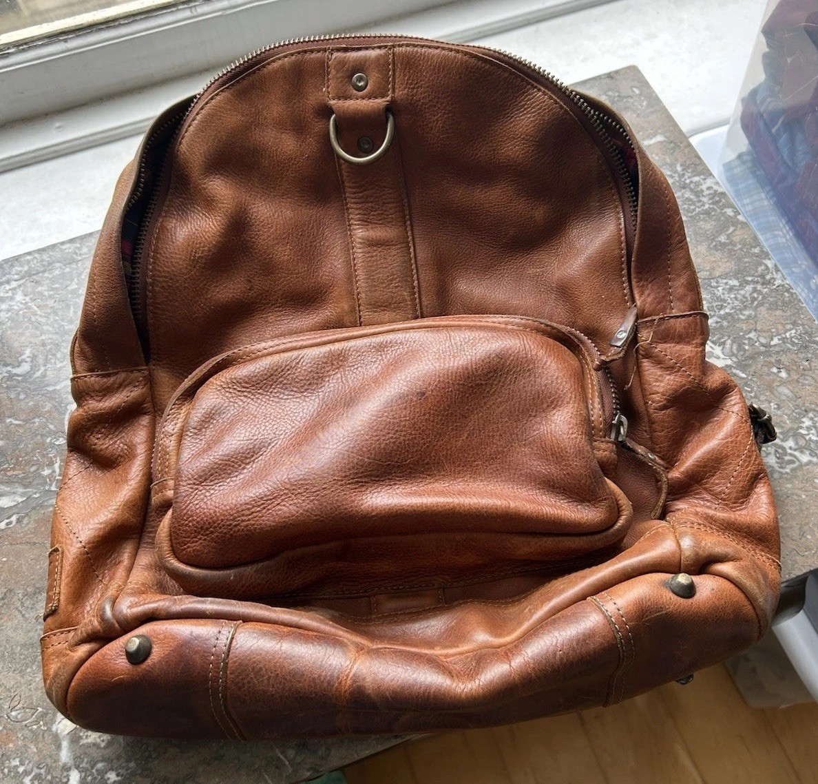 Will Leather Goods Tan Full Grain Leather Backpack Luxury Utility Mexico $350