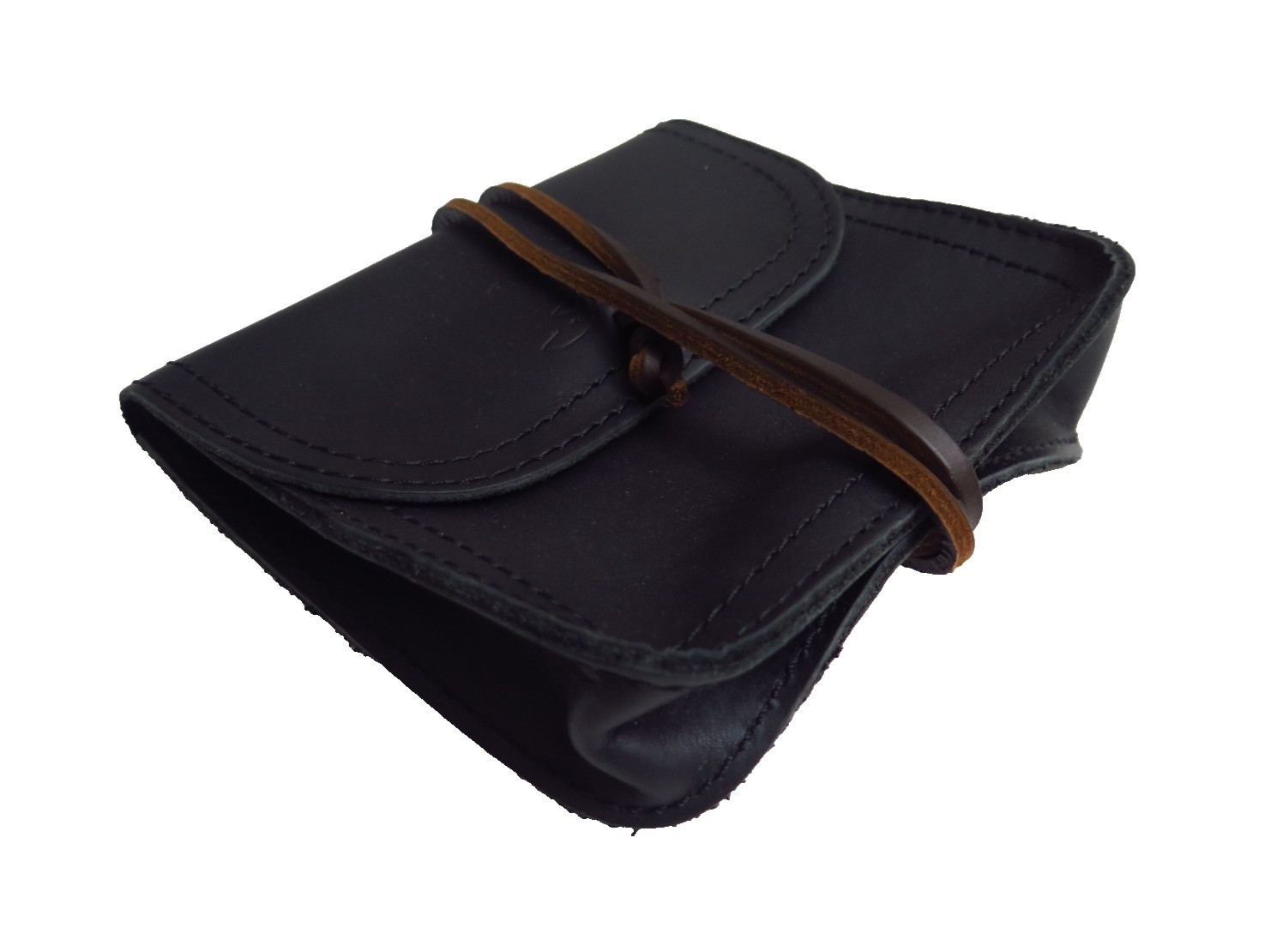 Saddleback Leather 6.5″x5.5″x1.5″ CLASSIC CABLE BAG Black with Dark Brown Strap