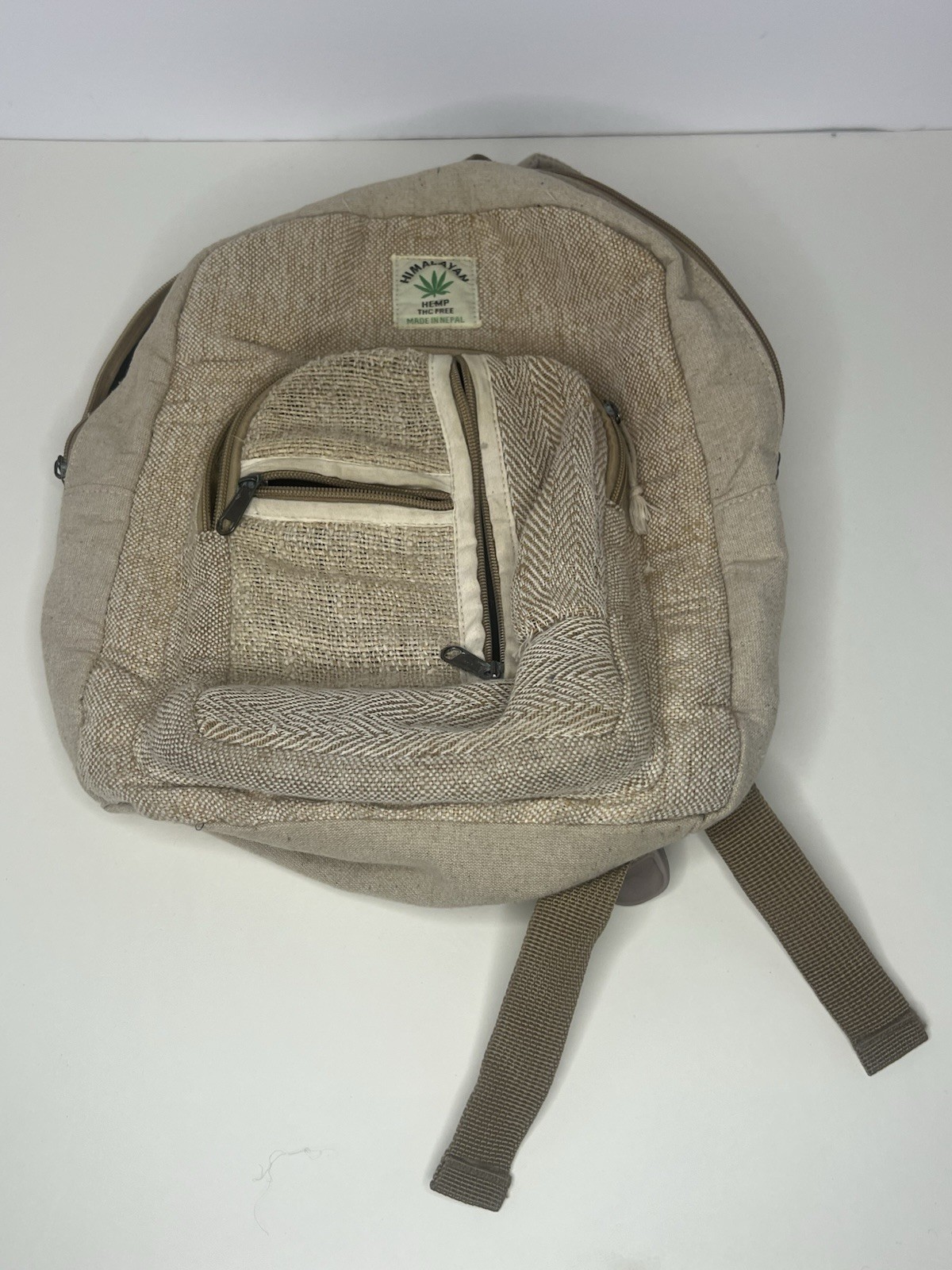 Himalayan Hemp THC Free Plain & Simple Beige Mini Handmade Backpack