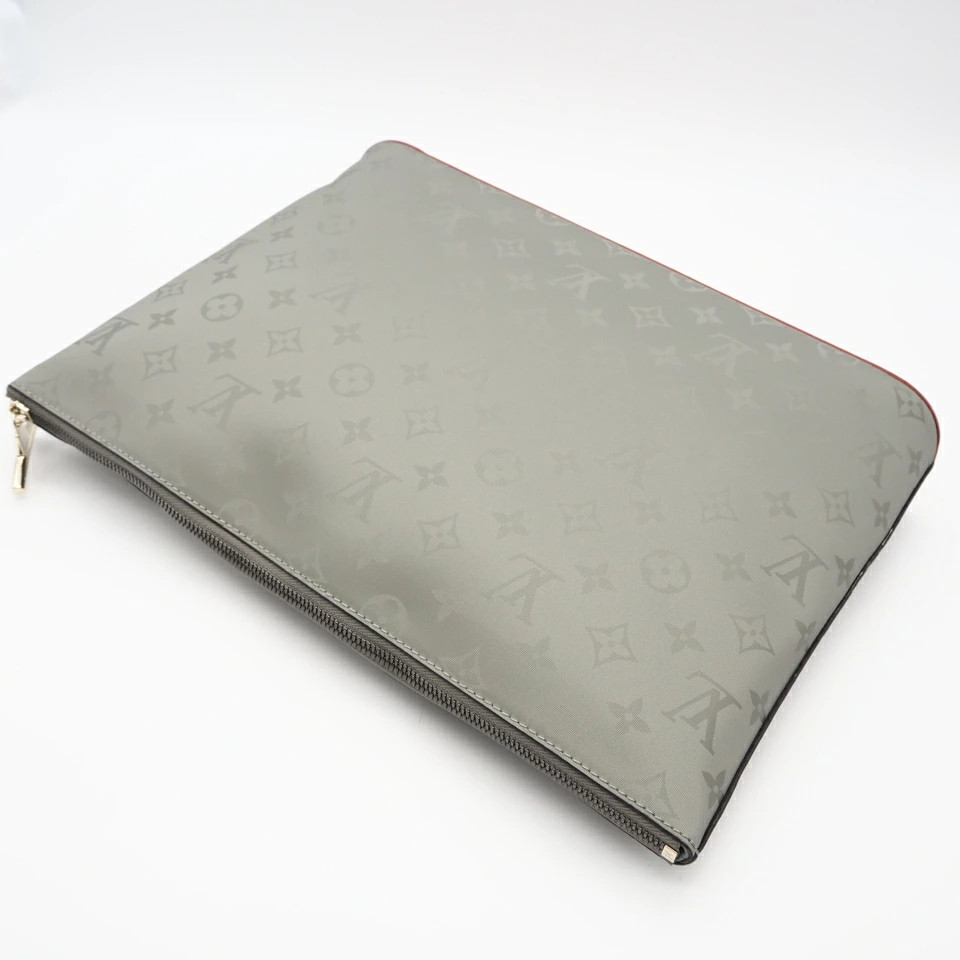 Louis Vuitton Monogram Titanium Pochette Cosmos M63240 Clutch Bag Gray Beige