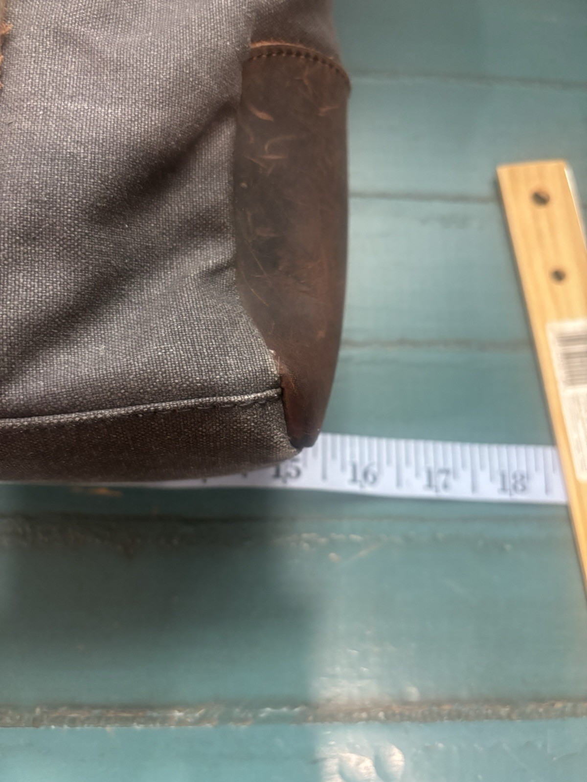 S Zone Gray Canvas Messenger Bag with Crazy Horse Brown Leather Trim 17x12x4