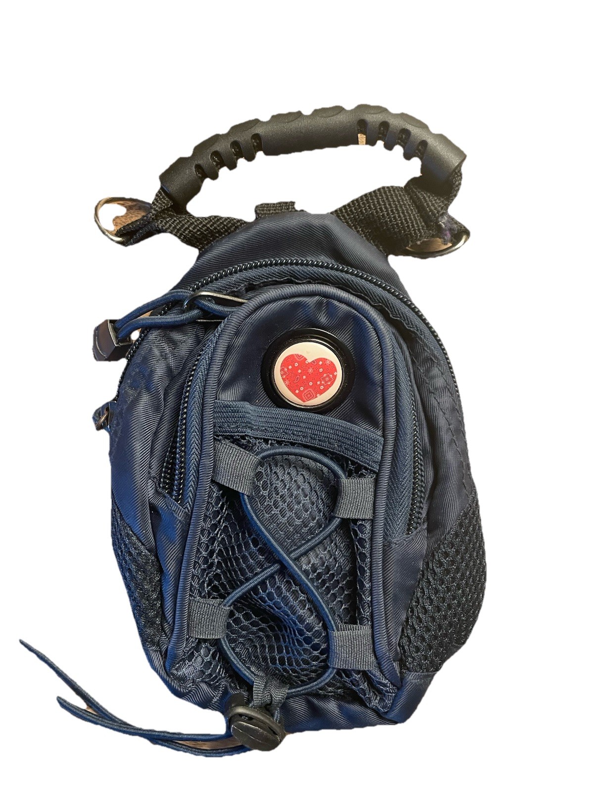 Mini Day Fanny Pack Clip Blue Heart Pin Button Missing Crossbody Strap