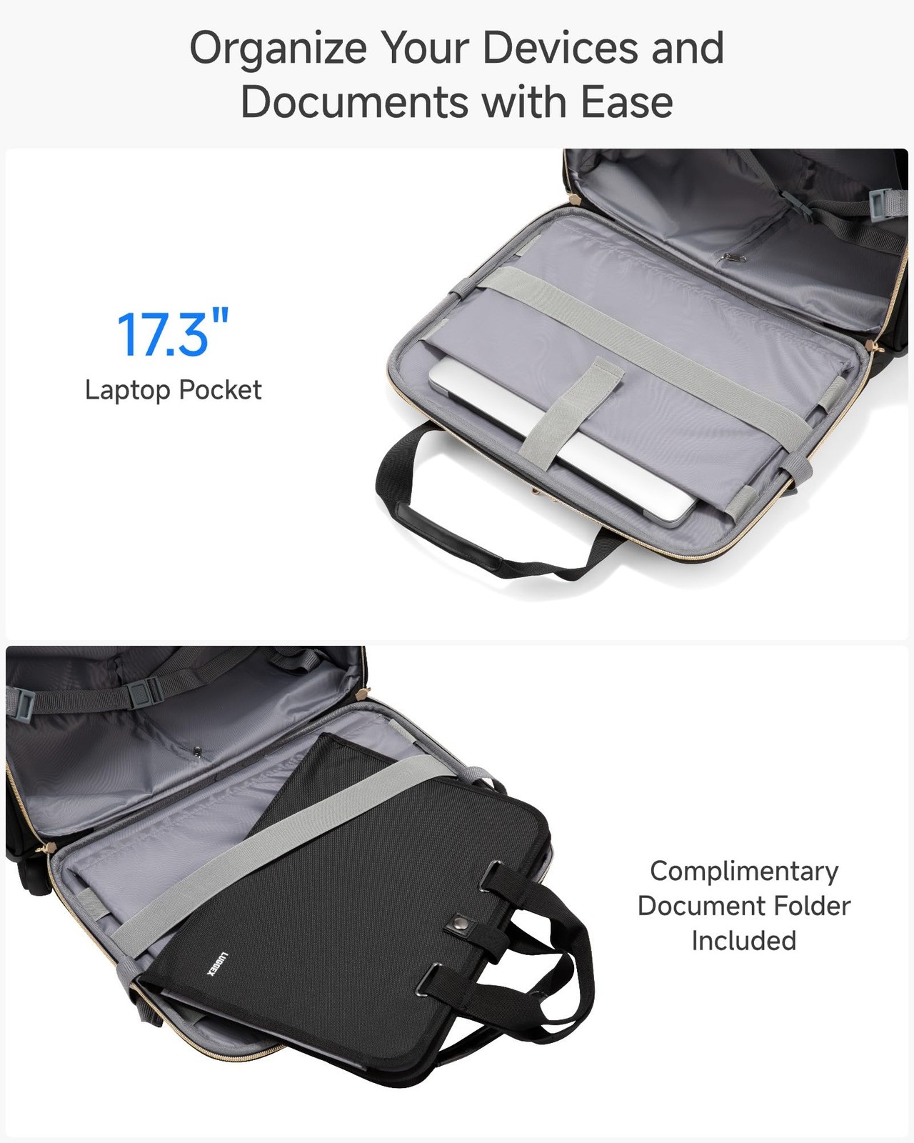 Rolling Laptop Bag with Wheels, 17.3″ Soft Sided Laptop Rolling Briefcase wit…