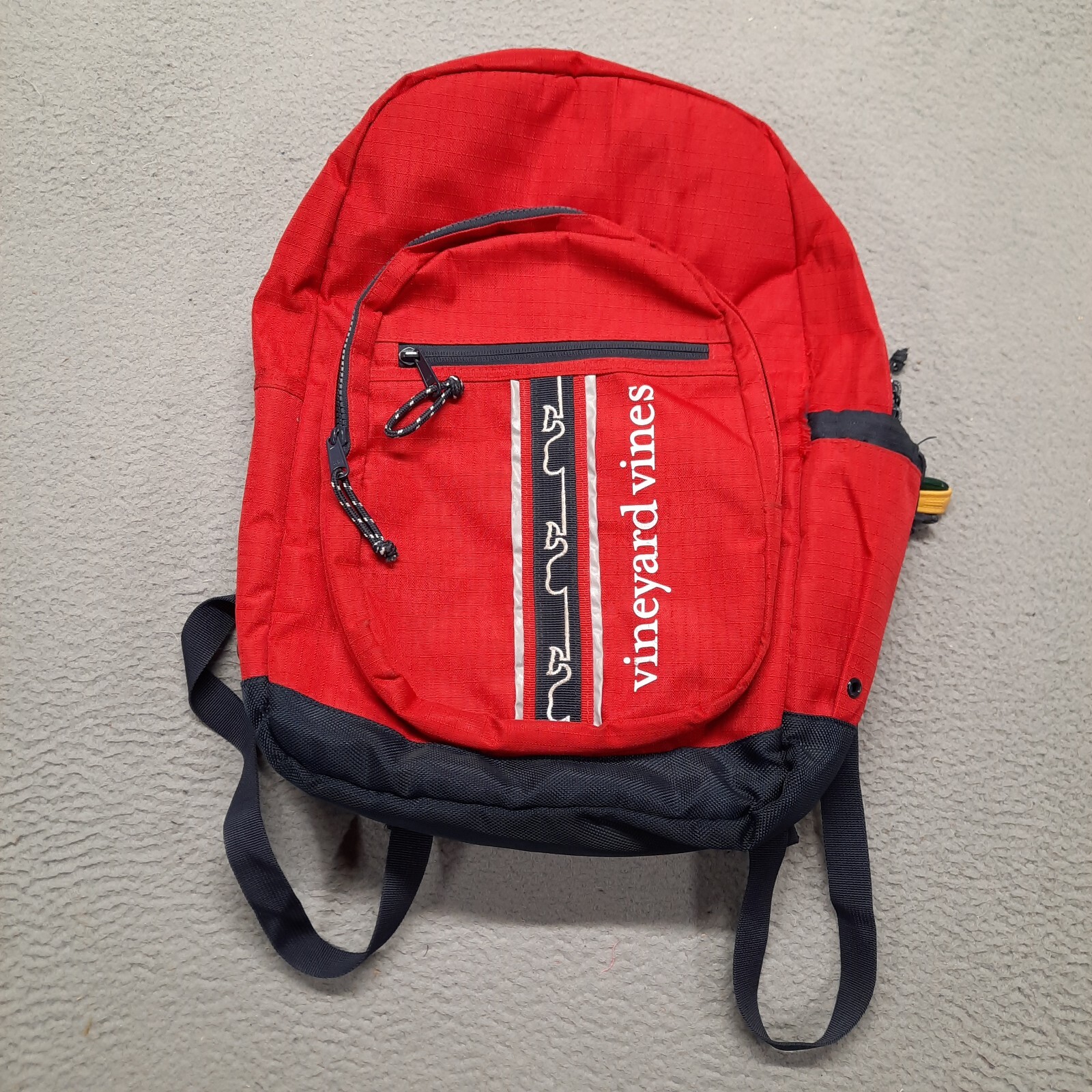 Vineyard Vines Book Bag Backpack Strap Book Carrier Zip Up Blue Red Pen Folder