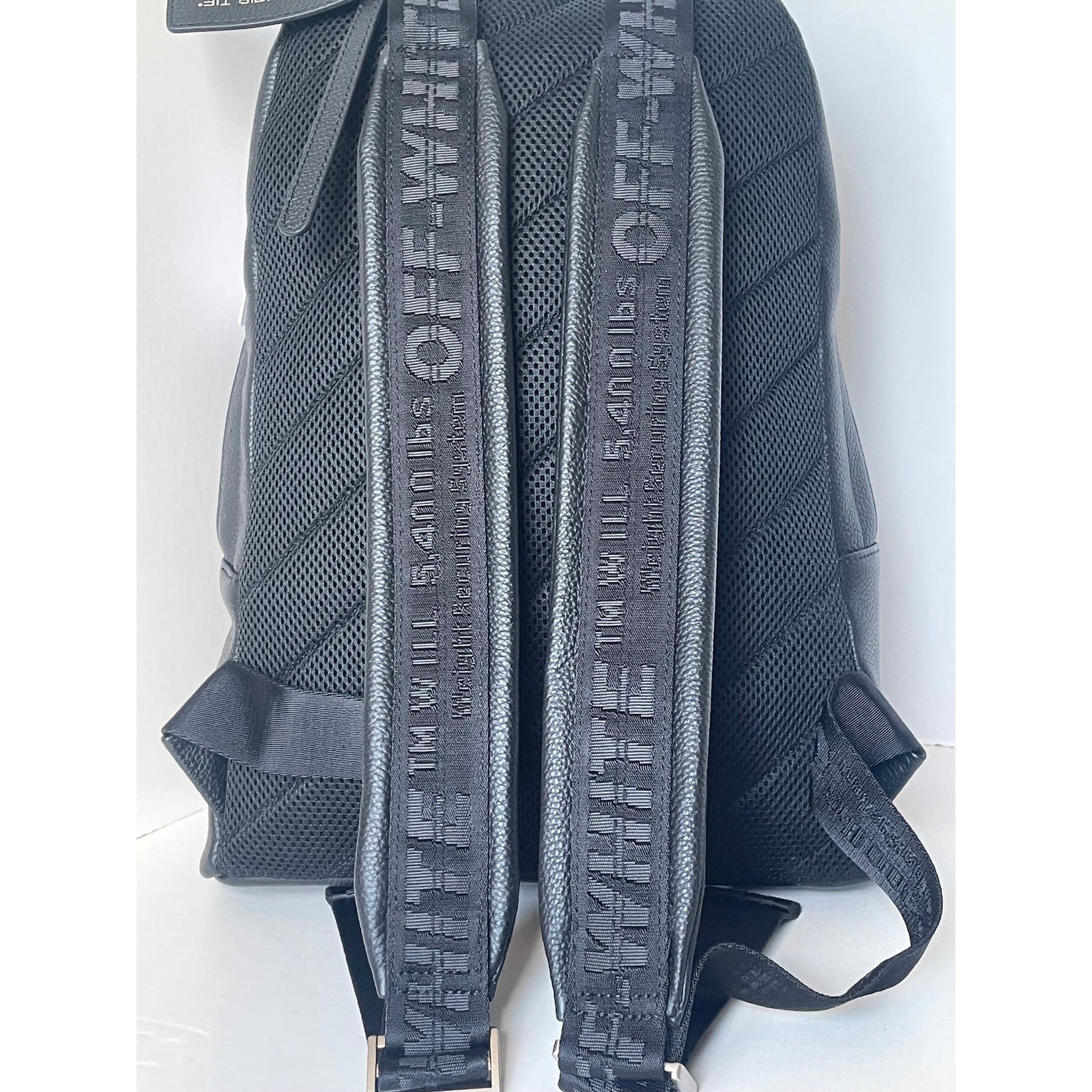 Off-White Industrial Strap Pebbled Leather Backpack Large Diagonal Stripe