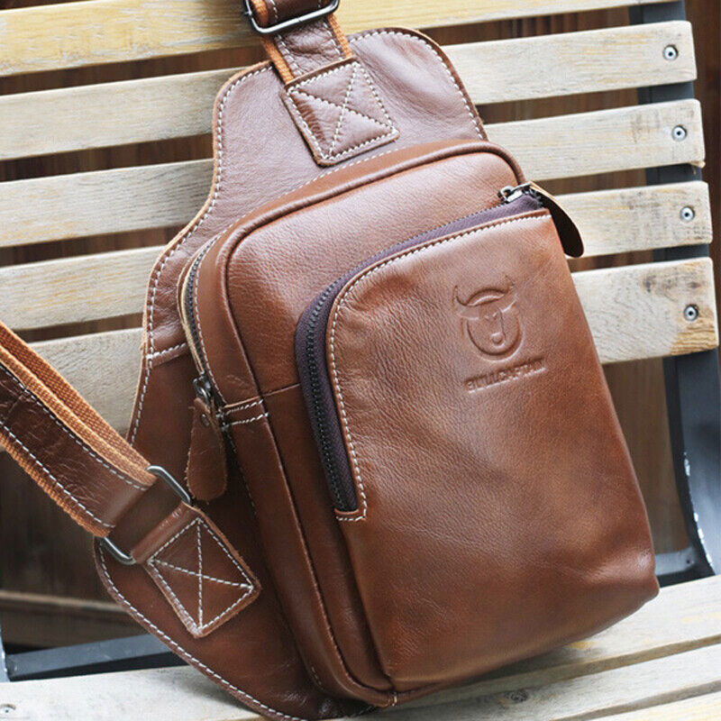 Men’s Chest bag Genuine Leather Sling Backpack Shoulder Bag,Crossbody Bag Travel