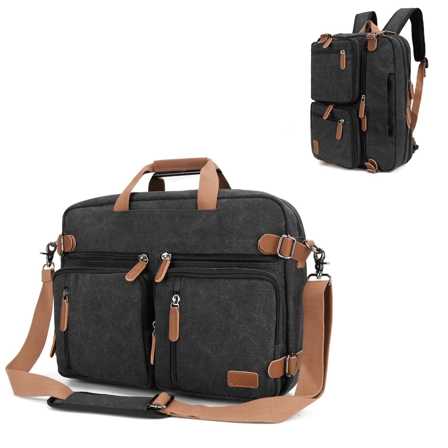 3 in 1 Convertible Briefcase Backpack 17.3 inch Laptop Backpack Case Messenge