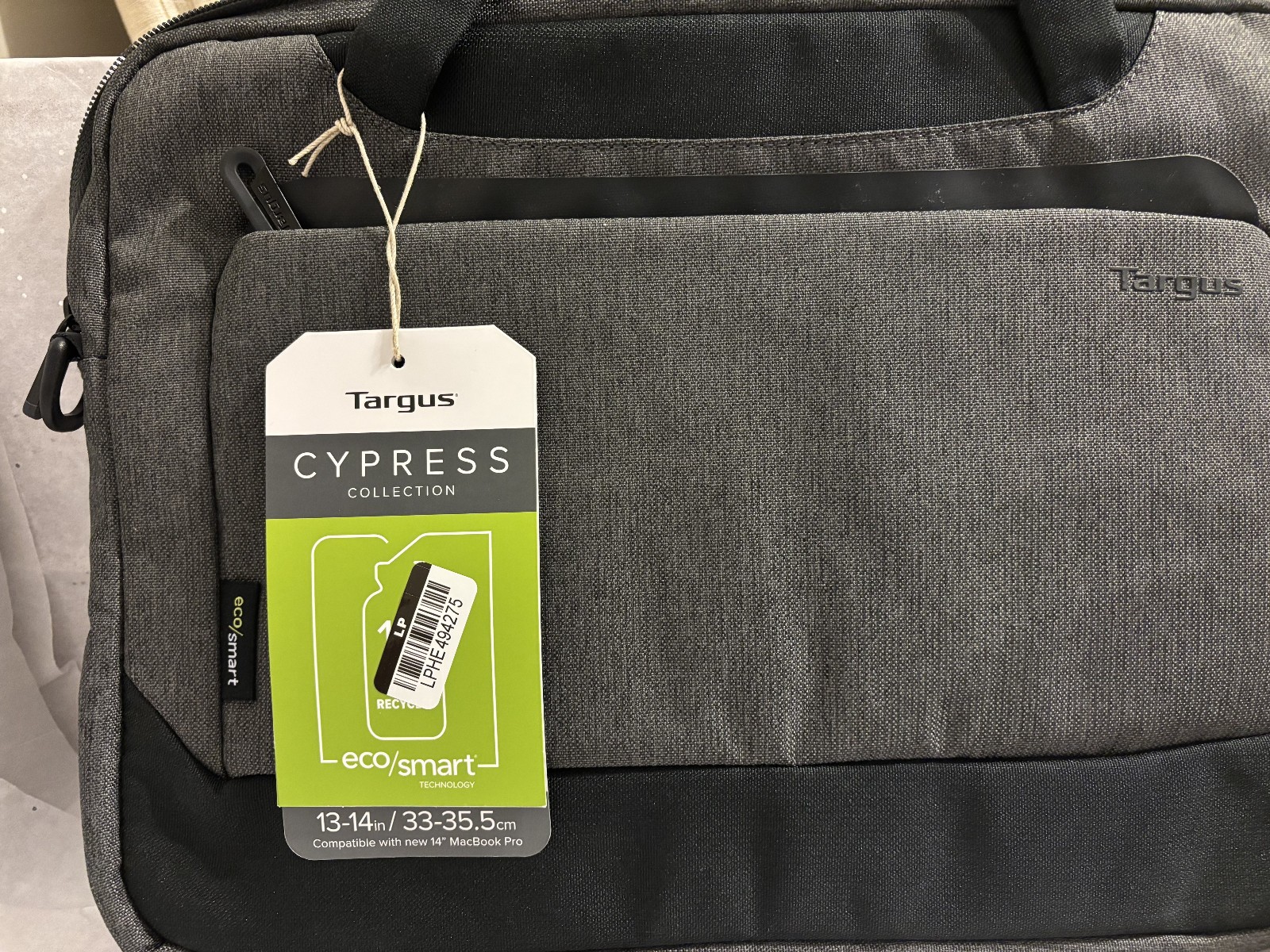 Targus 14″ Cypress Slim Briefcase with EcoSmart – Gray: Fits Up to 14″ Laptop,