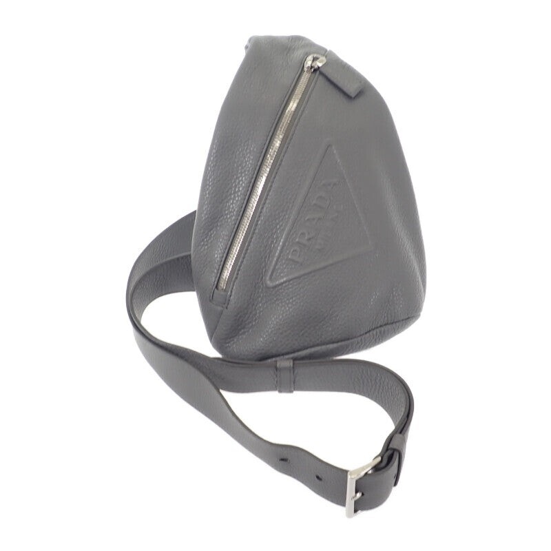 PRADA Vitello Dino Body Bag Leather Grey Silver Hardware Men’s ISY