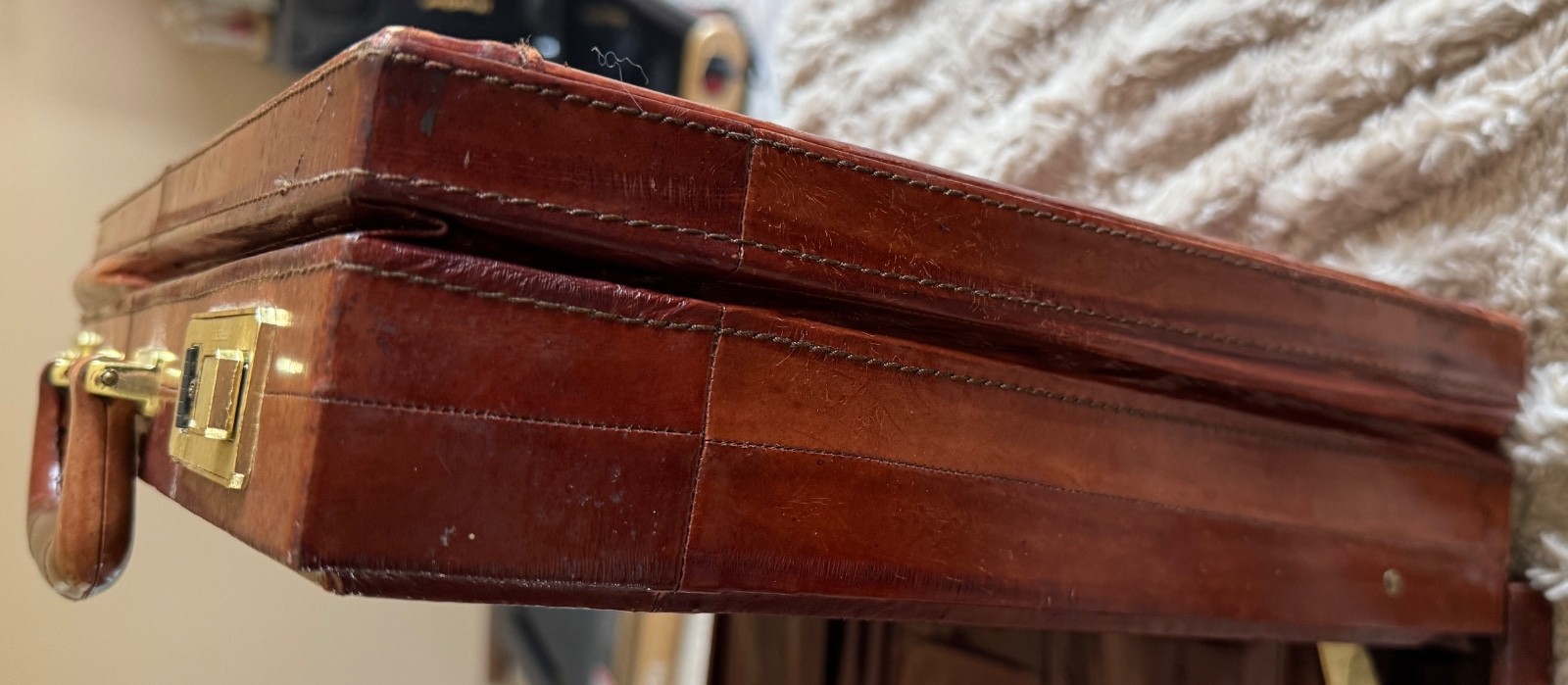 Vintage Eel Skin EXPANDABLE Leather Briefcase
