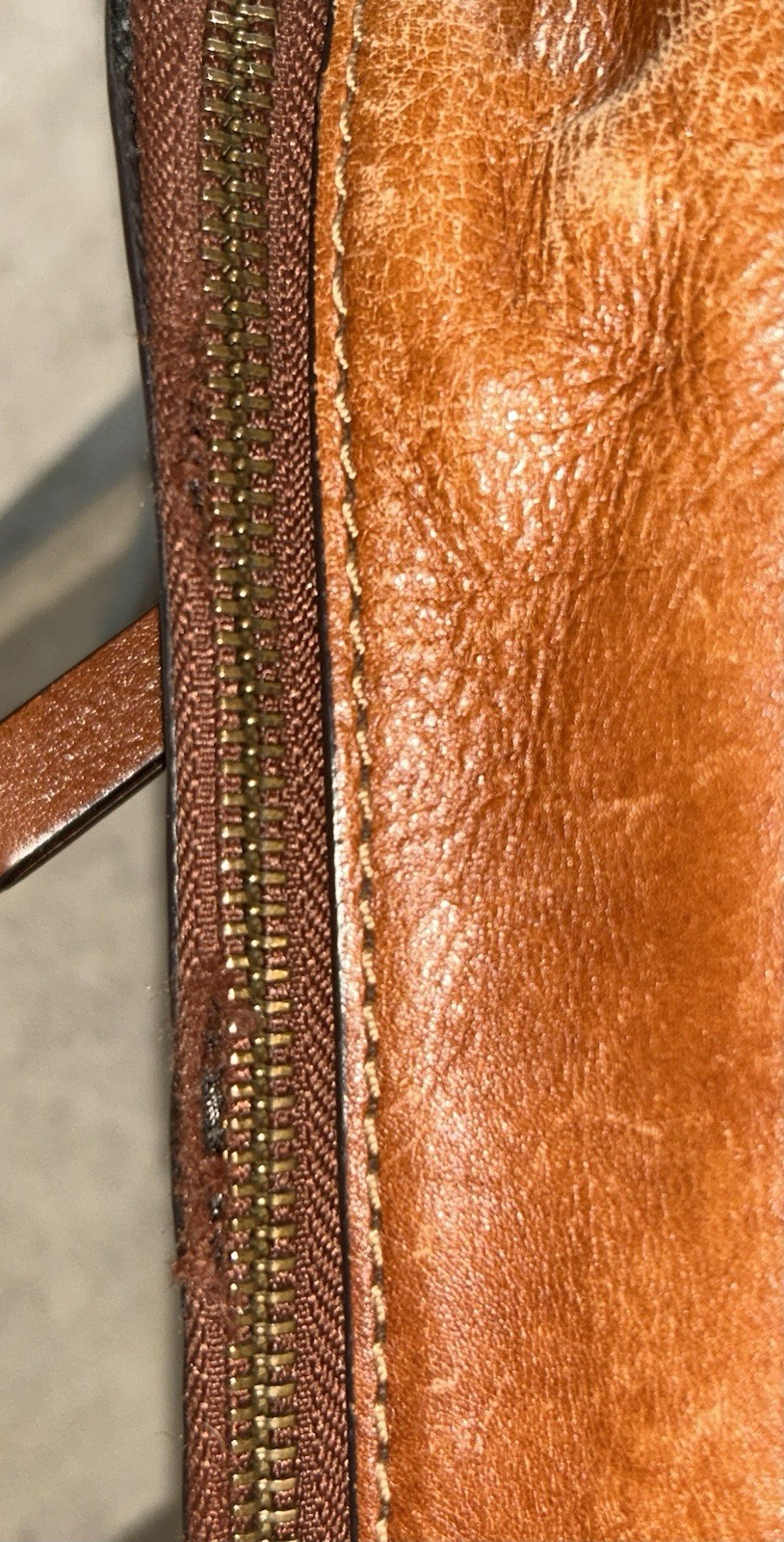 VTG Fossil Haskell Leather Briefcase Messenger Bag Cognac