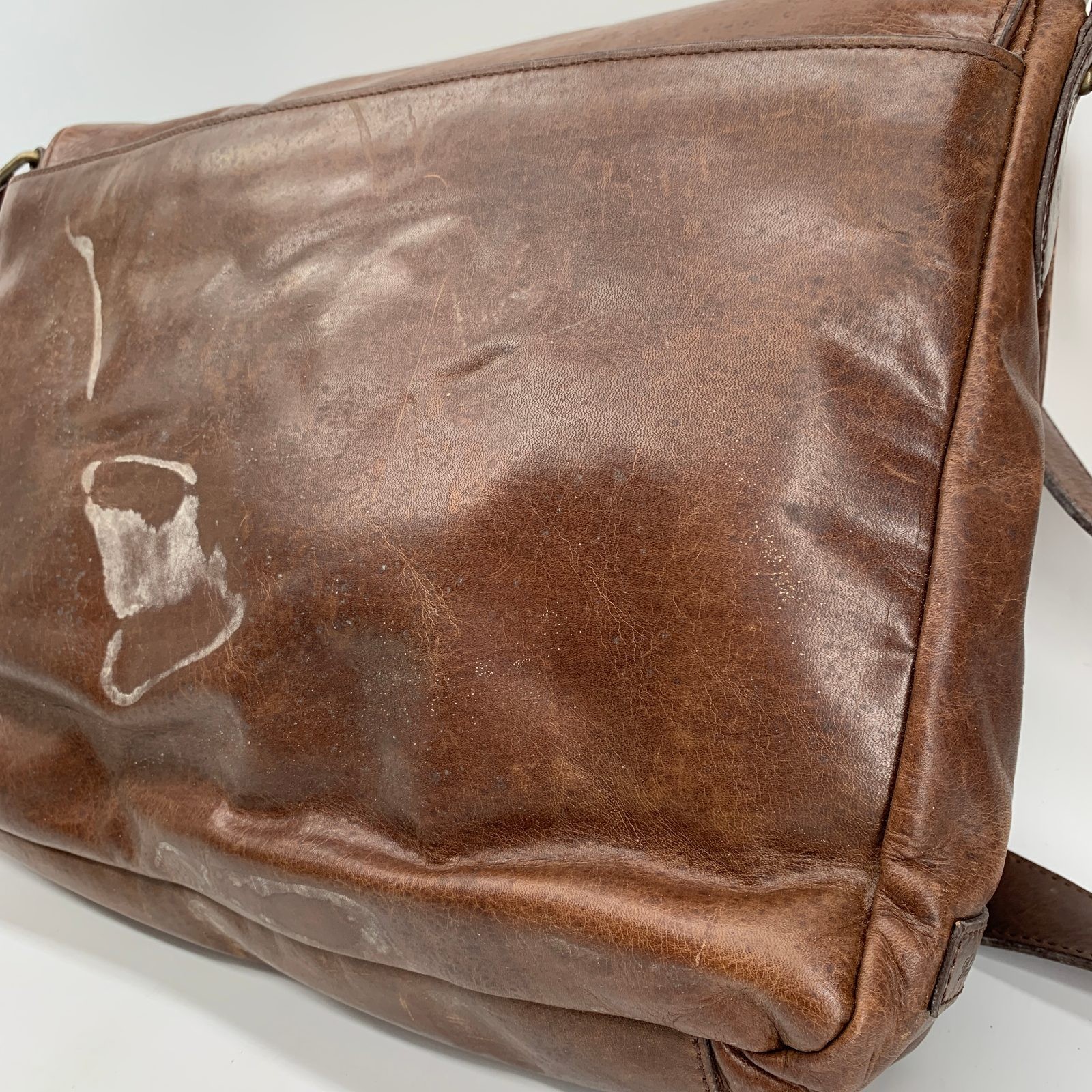 Vtg Brooks Brothers Leather Messenger Bag Crossbody Laptop Satchel