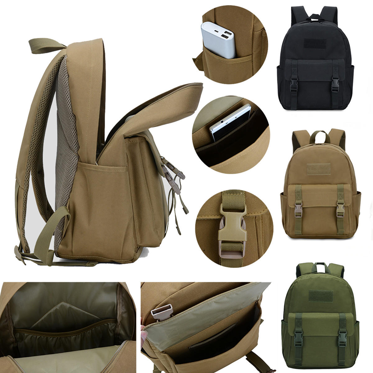 19L Green Backpack School Laptop Bookbag Travel Tactical Camping Rucksack Bag US