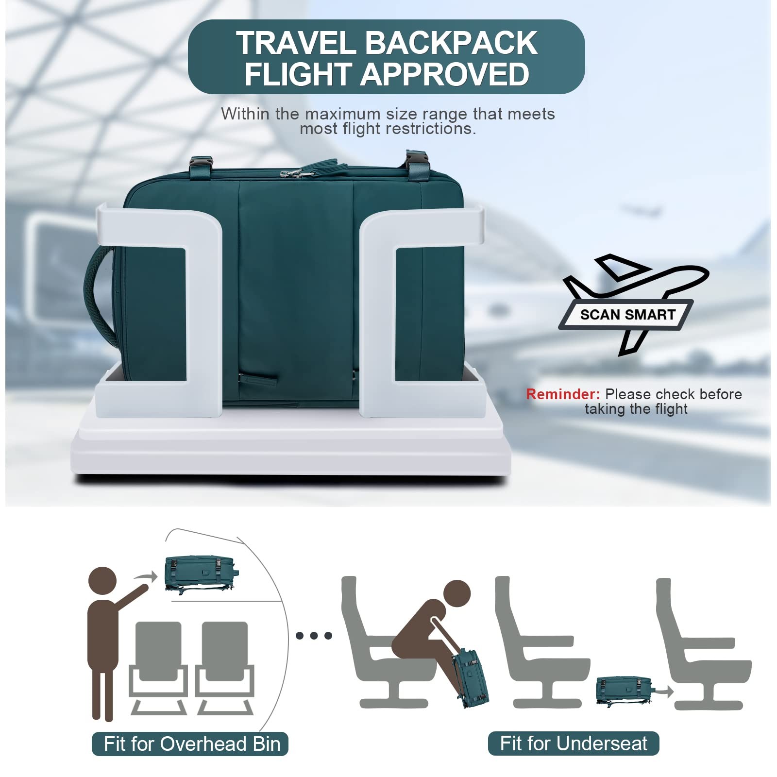 coofay Extra Large Backpack For Traveling On Airplane Carry On Backpack Fligh…