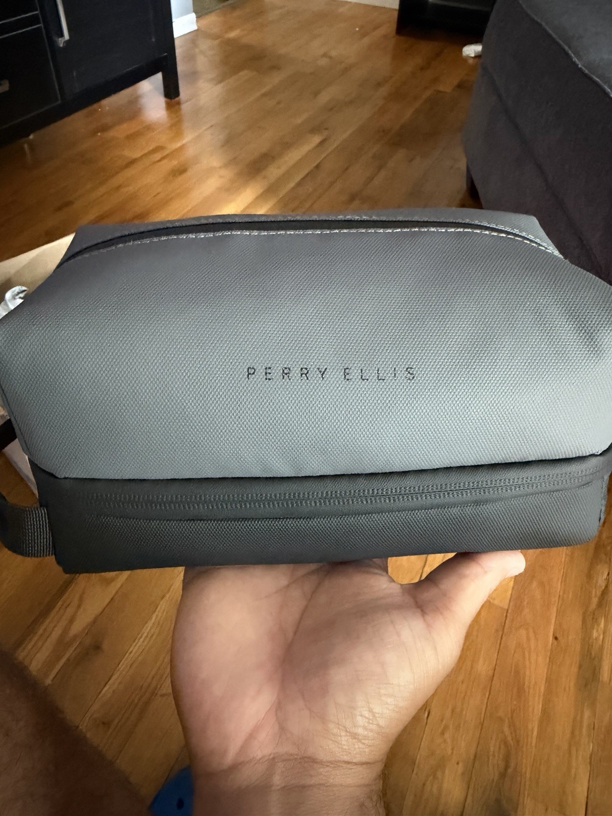 Perry Ellis Portfolio Mens Nylon Travel Case Charcoal Grey