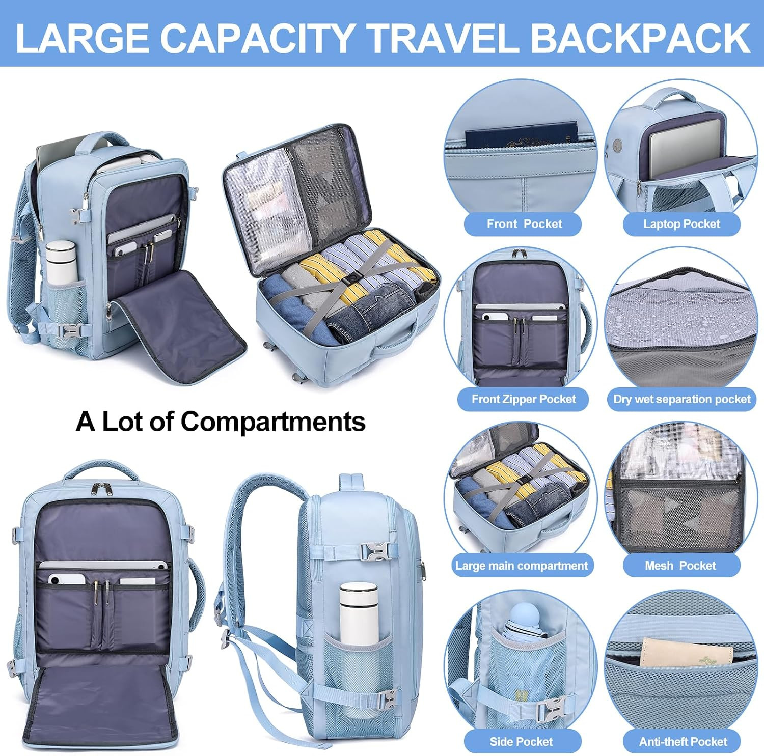 Travel Backpack for Men Women,Carry on Backpack Airline Approved,Backpack for Co