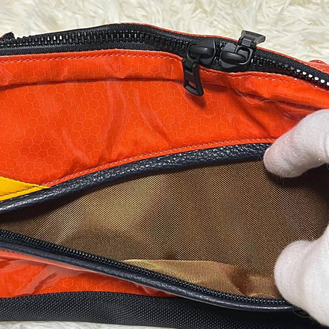 Master-Piece Unused Nylon Leather Body Bag Waist Pack Orange/Black 18cm x 30cm