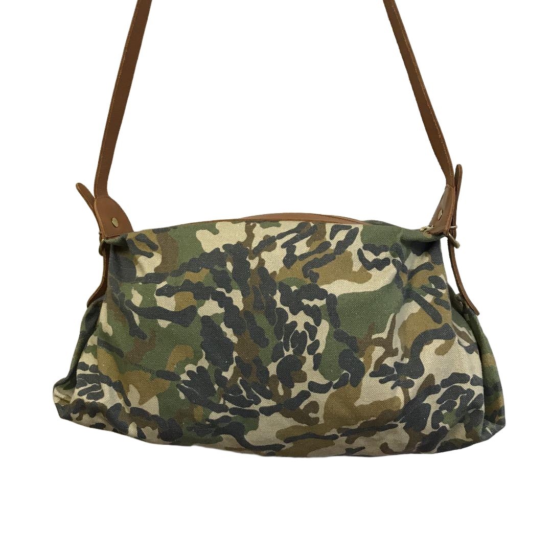 Il Bisonte Camouflage Canvas Leather Shoulder Bag 17x9x6 inches