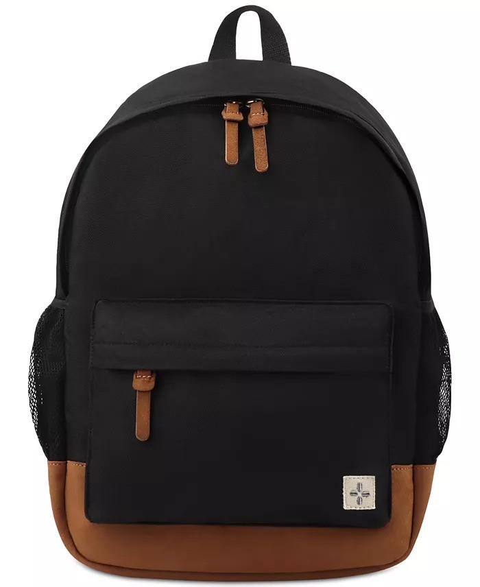 Sun + Stone Men’s Riley Solid Backpack in Black-11-1/2″ W x 16″ H x 5-1/2″ D