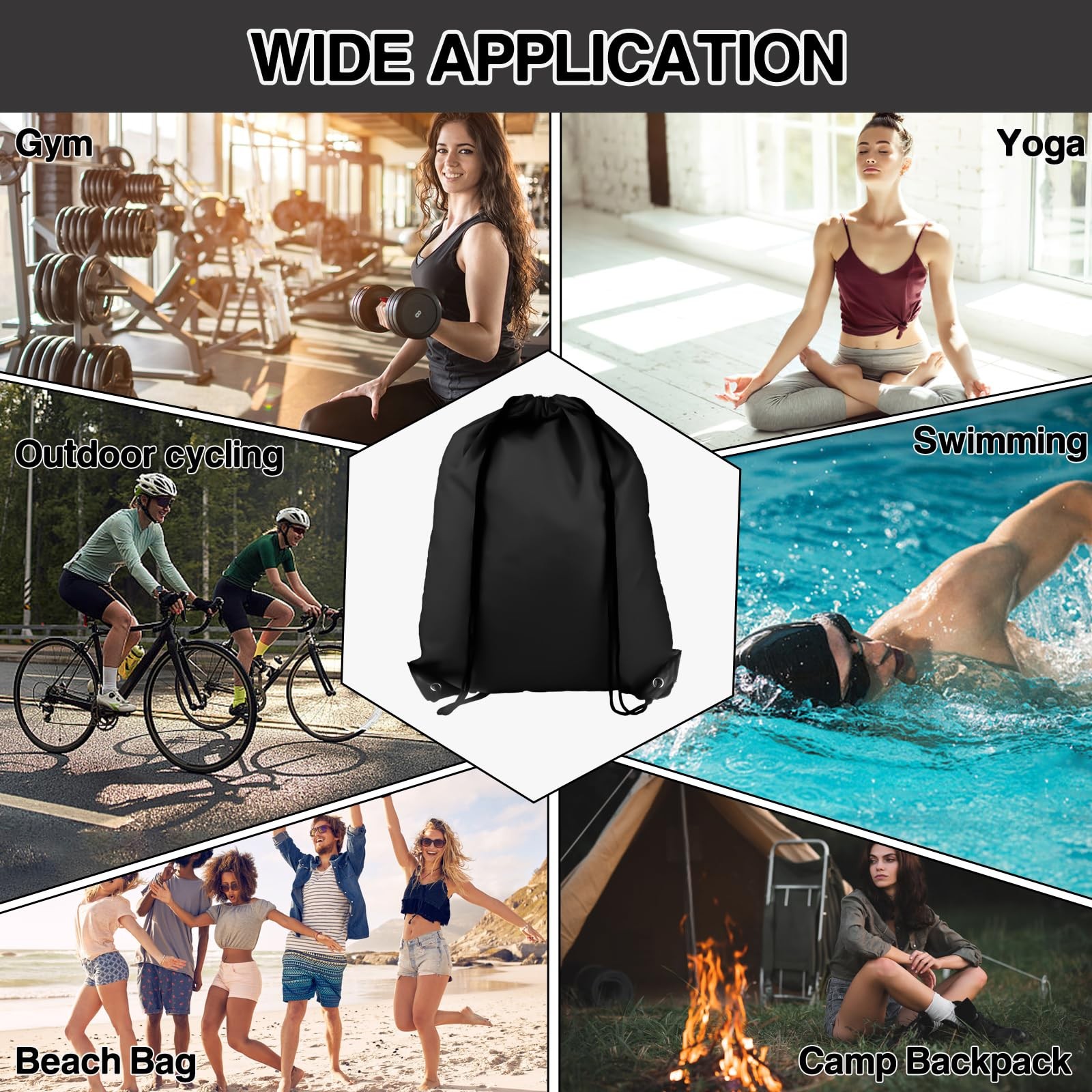 Drawstring Backpack 10 Colors Bags Bulk Sports Gym Travel 10 PACK