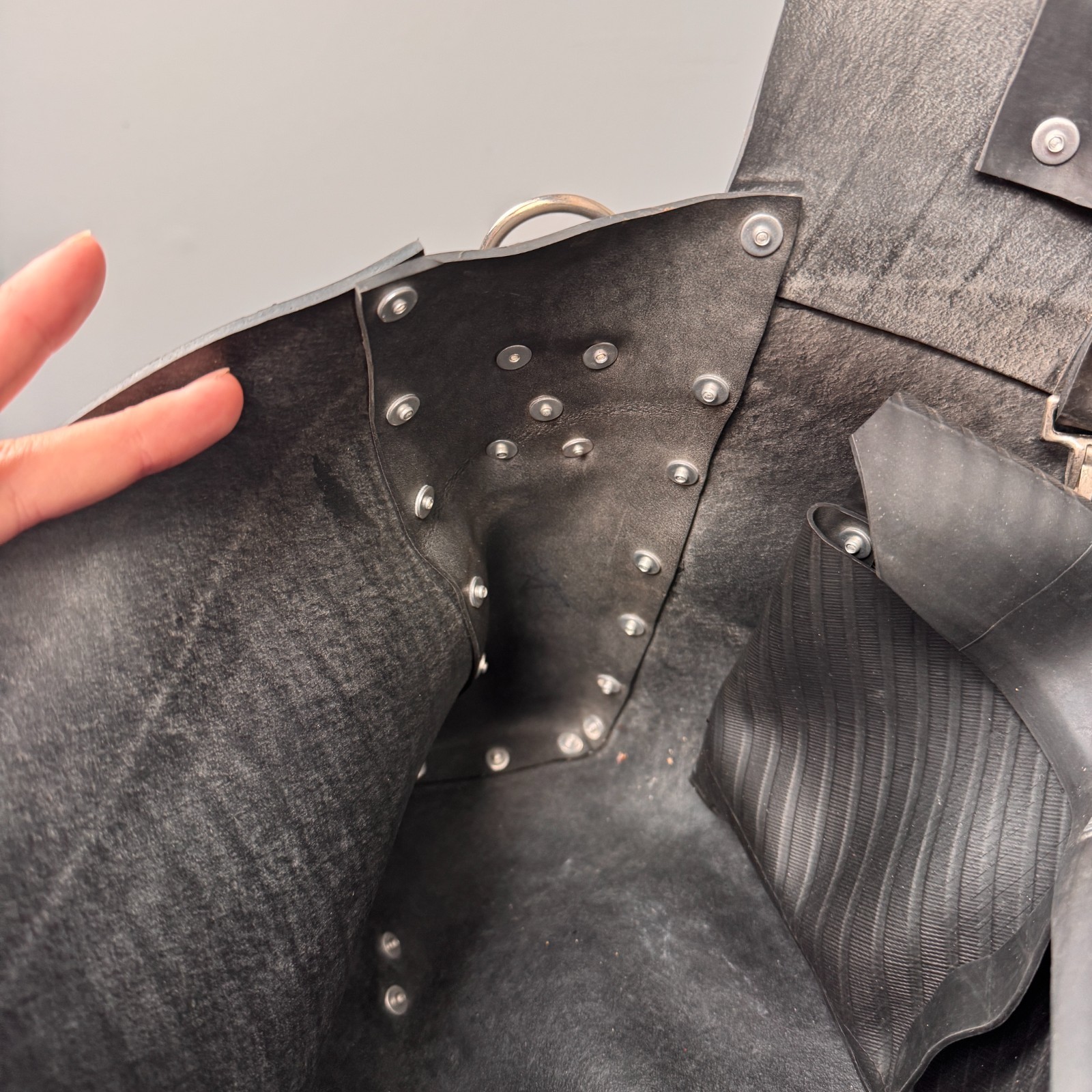 Recycled Rubber Duffle Bag Black | Heavy Duty Travel Weekender Industrial Style