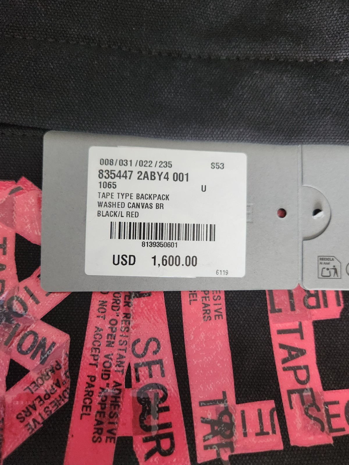 Balenciaga Security Tape Backpack ( Brand new, never used with original tag)