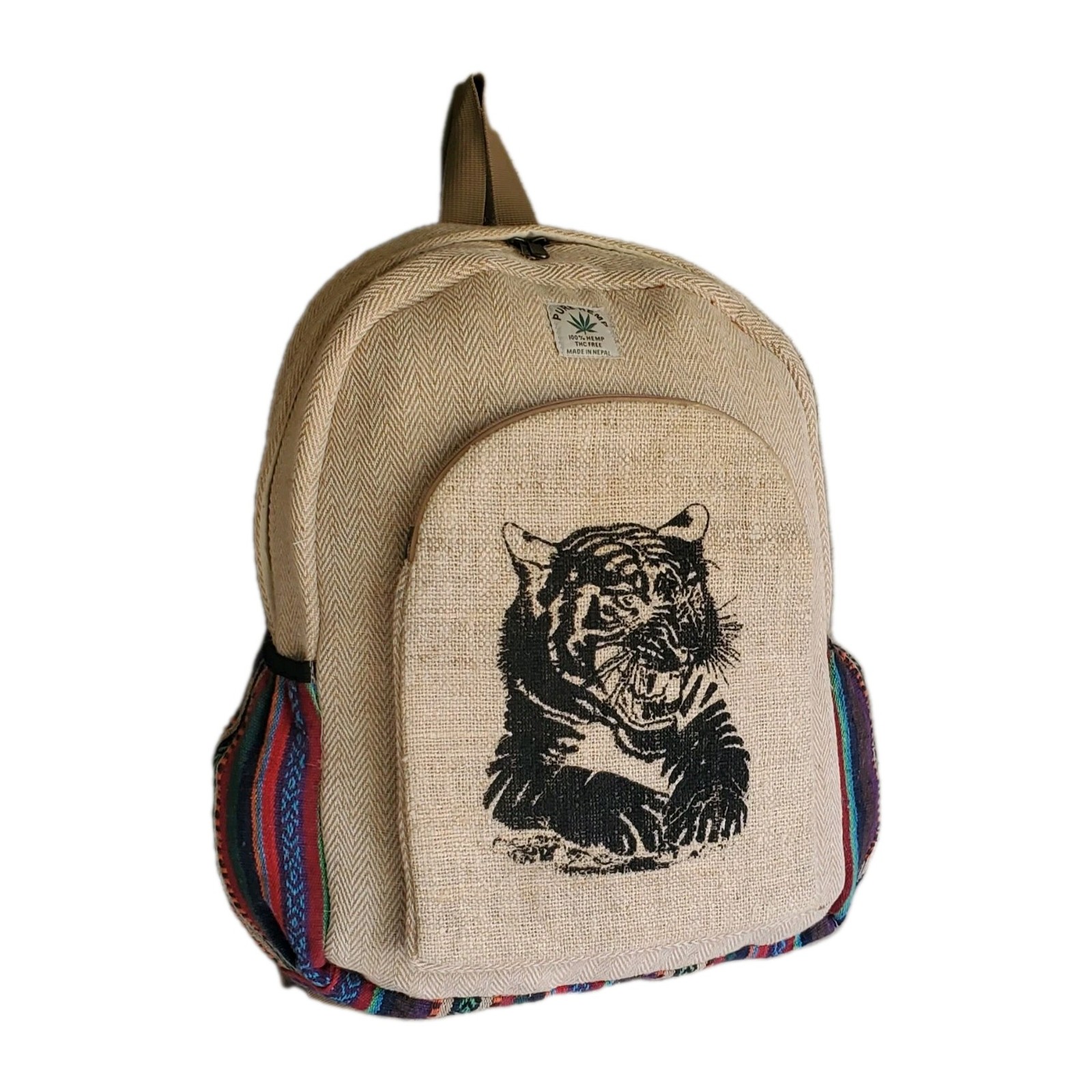 Large Embroidery Pure Hemp Backpack