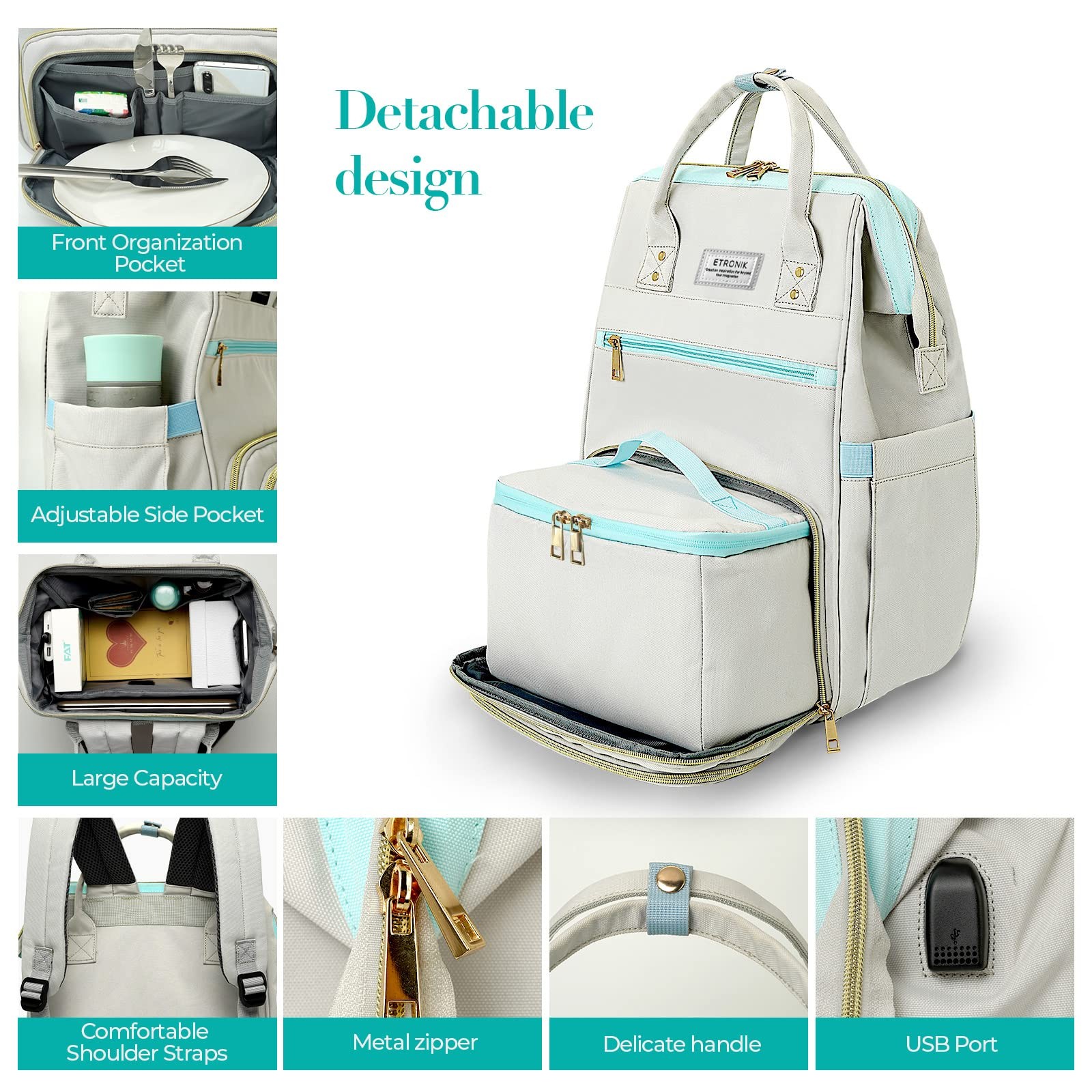 Lunch Backpack 15.6 Inch Laptop Backpack with USB Port Stylish Nurse Teacher …