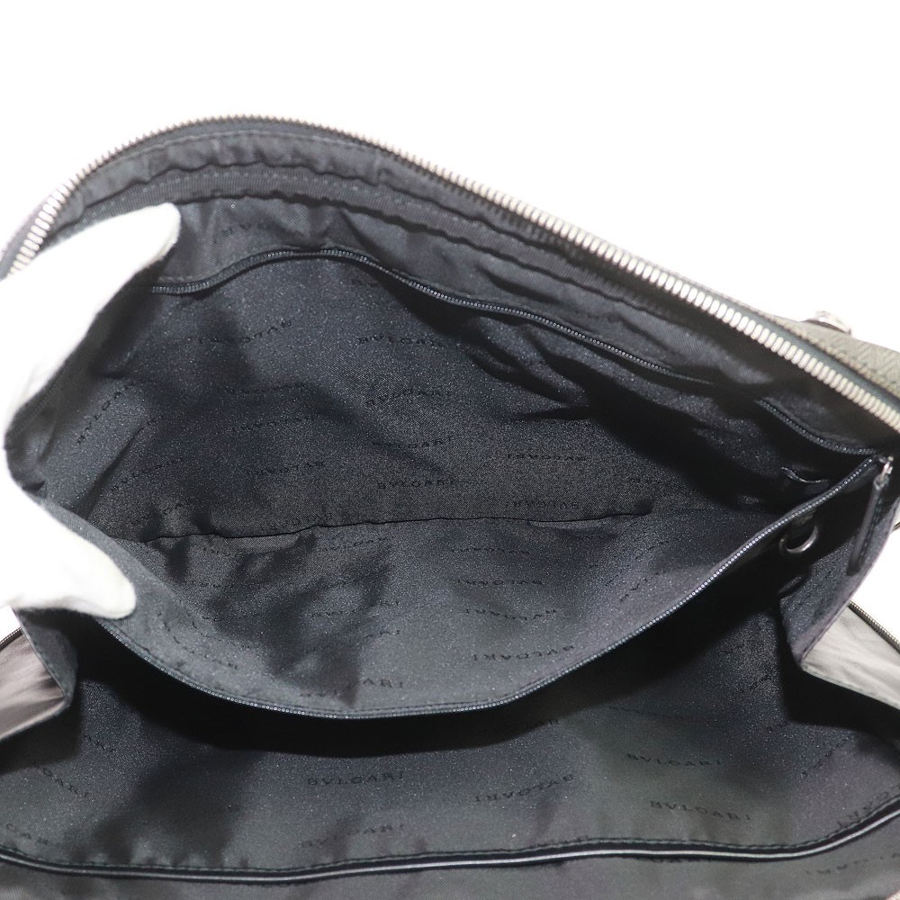 BVLGARI Weekend Briefcase Small Gray Black 2way Shoulder Men Business Bag 32541