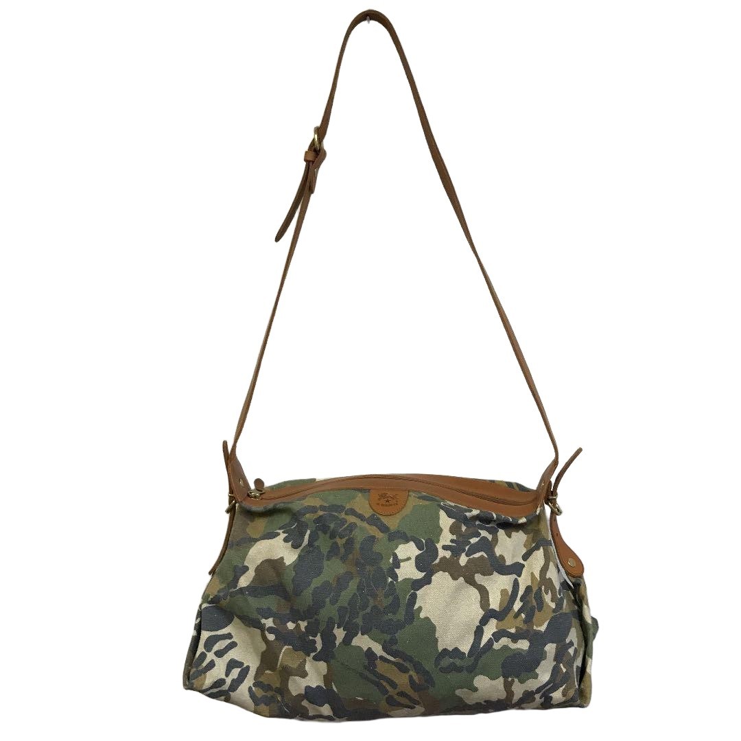 Il Bisonte Camouflage Canvas Leather Shoulder Bag 17x9x6 inches