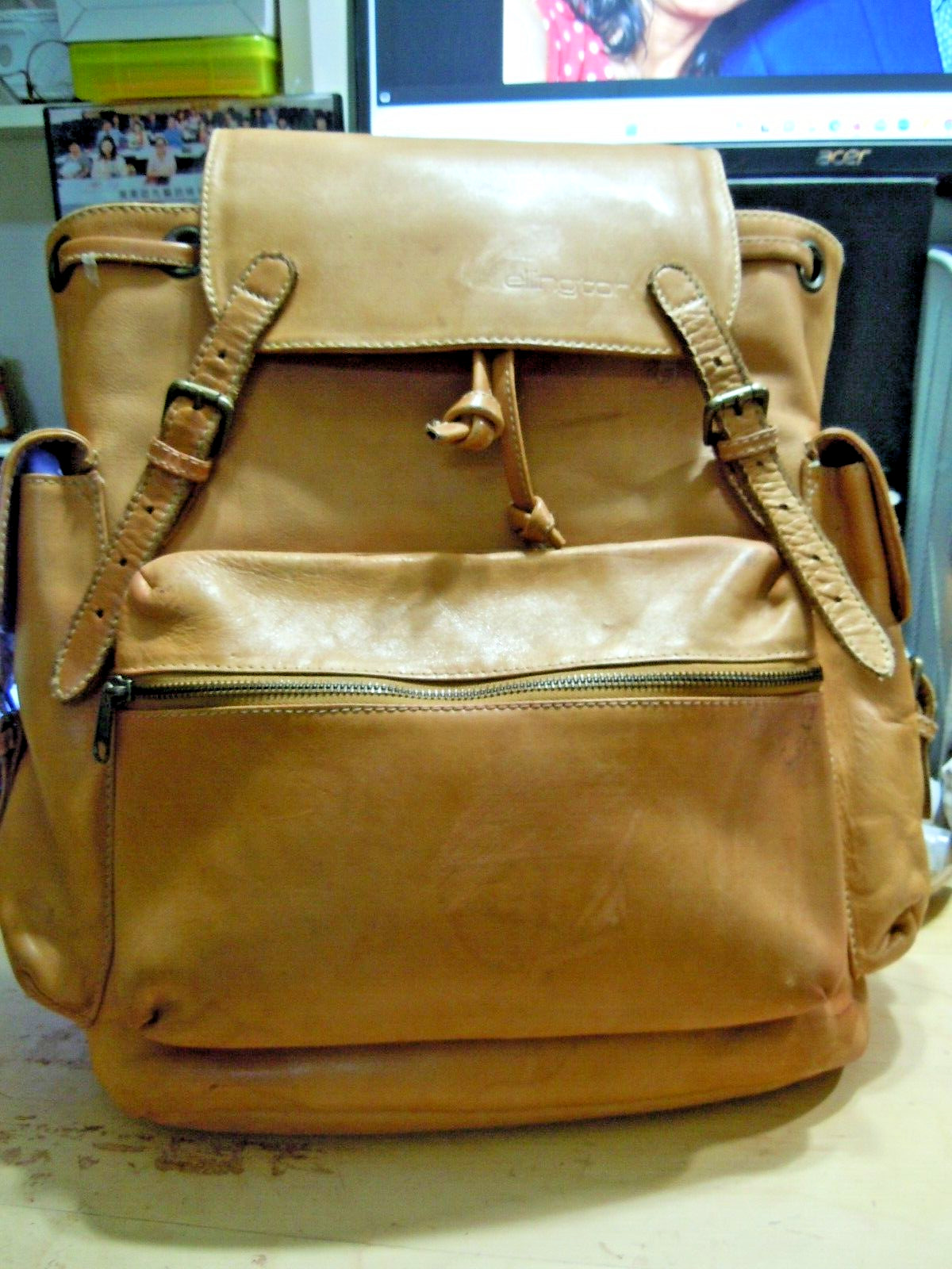 ELLINGTON Vintage Authentic Saddle Brown Leather large Backpack Bag #5