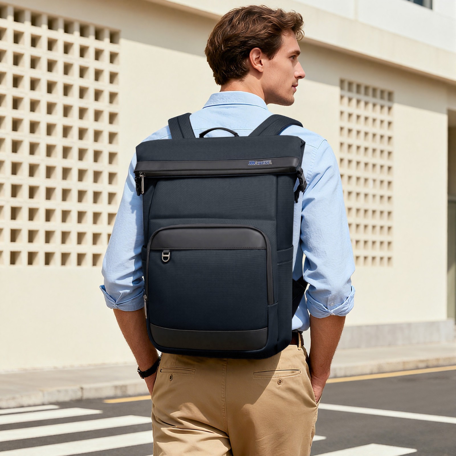 Rolltop Backpack Expandable for School University Work Fits 15.6″ Laptop Bookbag