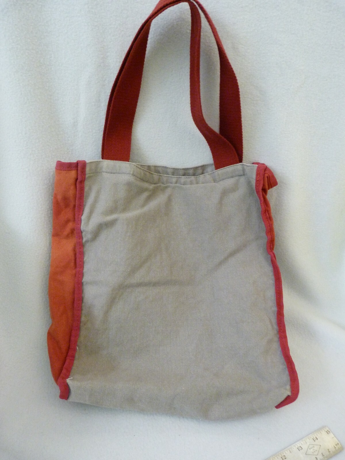 Great Smoky Mountains Railroad Canvas Tote Grocery Bag Carrying Straps Red Tan