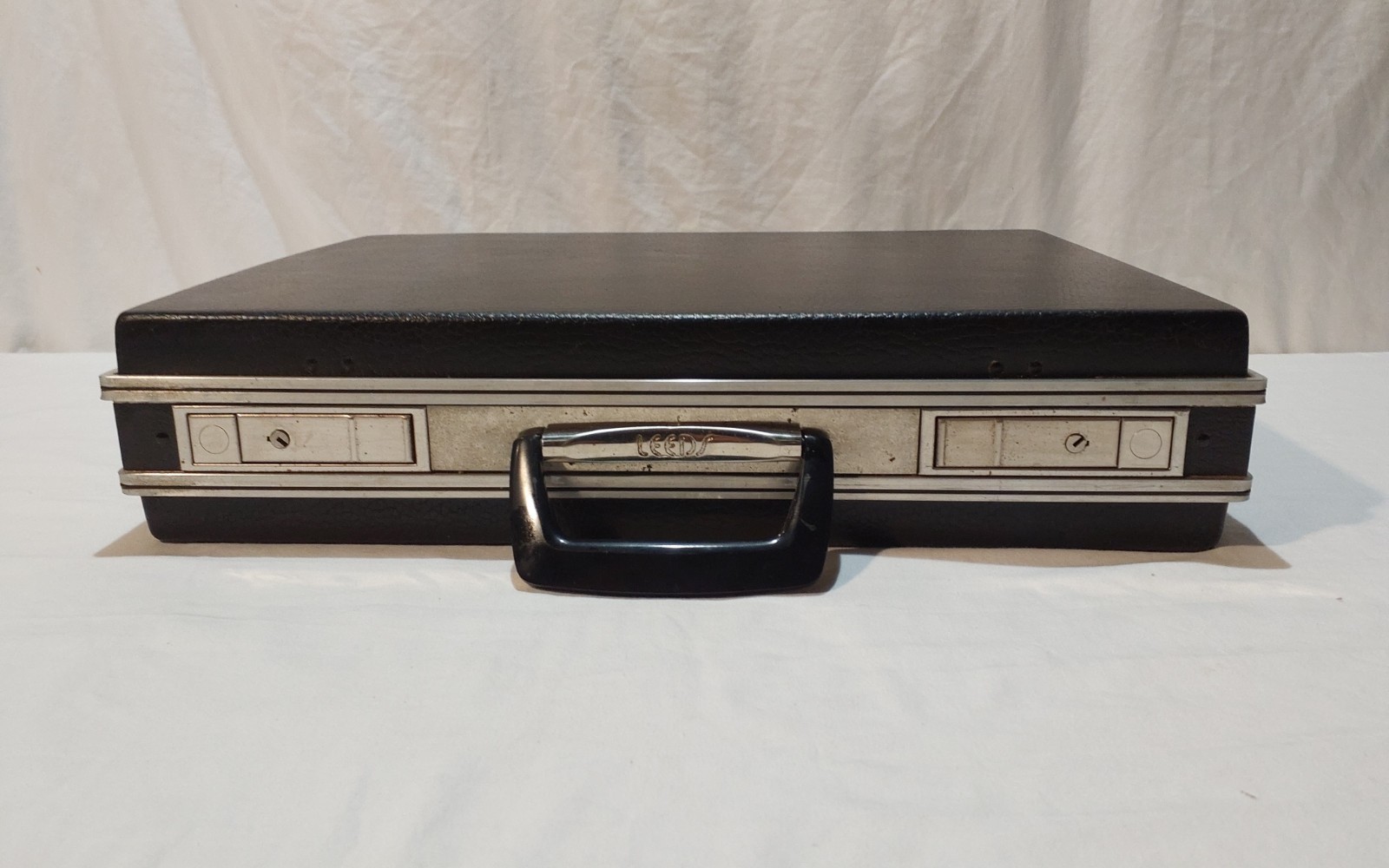 Vintage Leeds Attache Case Briefcase Hardshell Black With Keys
