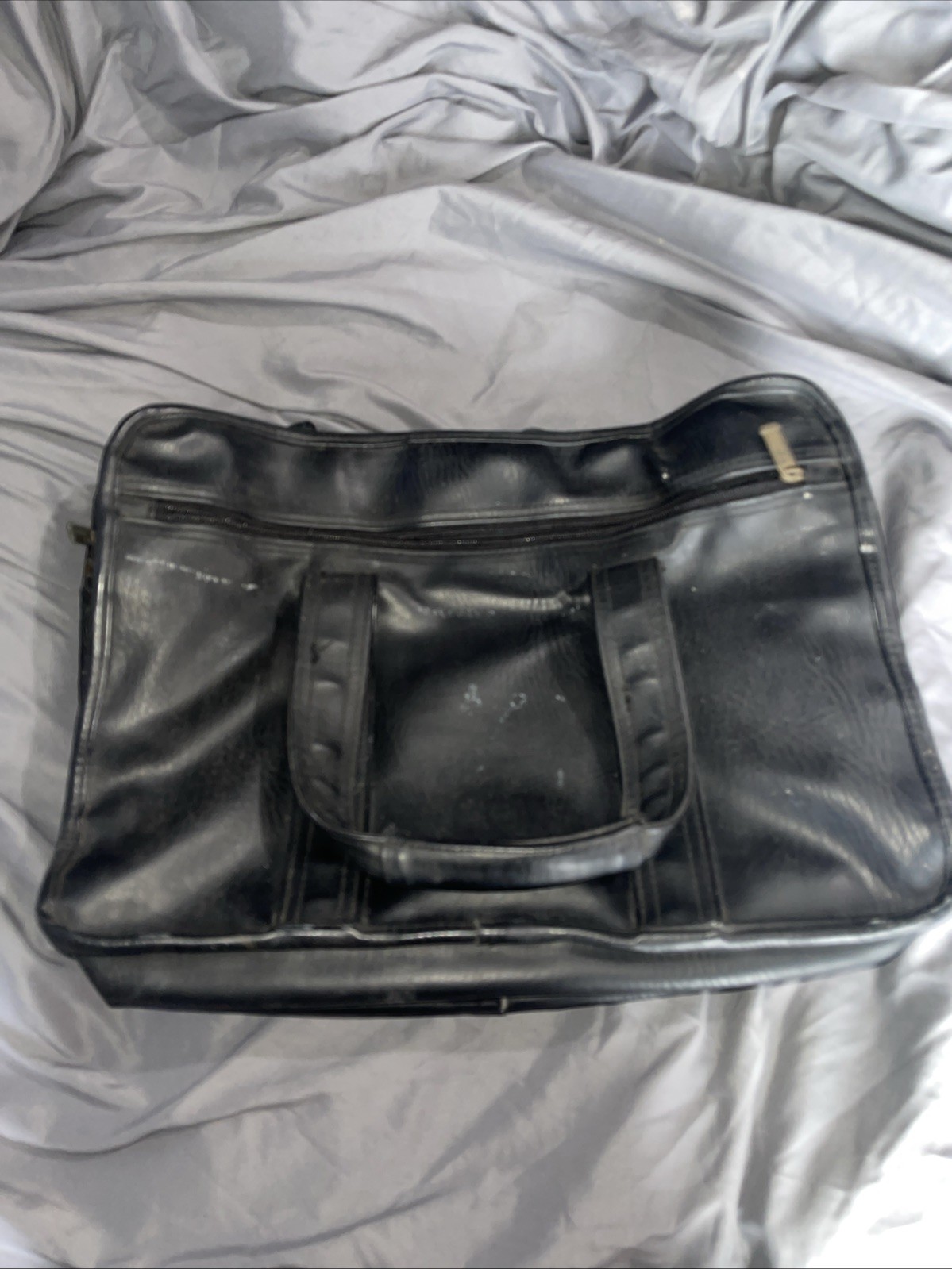 TECH ORGANIZER BLACK GENUINE LEATHER COMPUTER BRIEFCASE LAPTOP