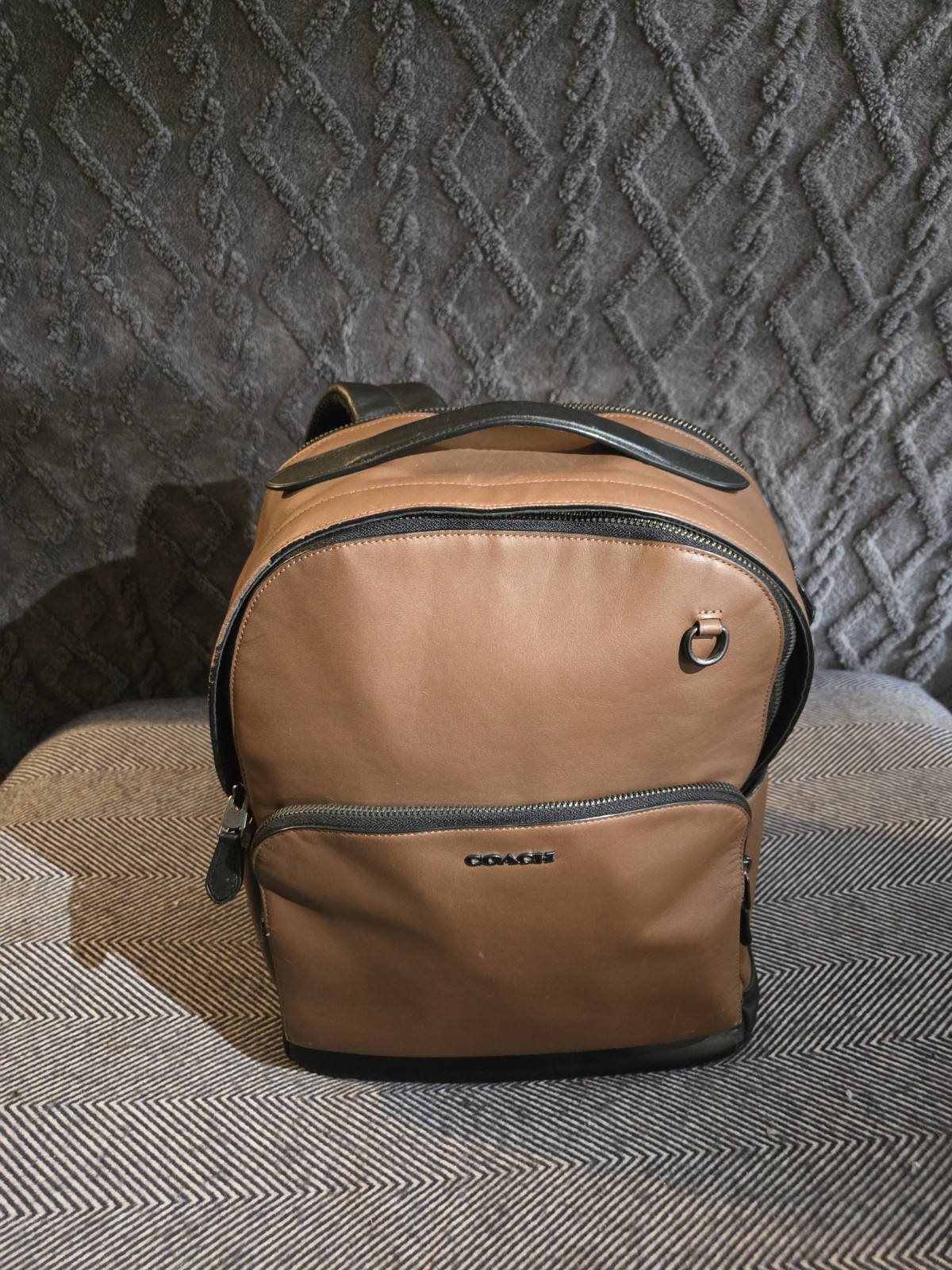 Coach Brown Black Men’s Zip Backpack with Inner Pockets No.H2221-C2934
