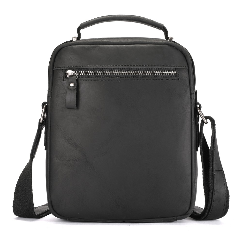 Men’s Genuine Crazy Horse Leather Crossbody Bag Casual Multi-Pocket Shoulder Bag