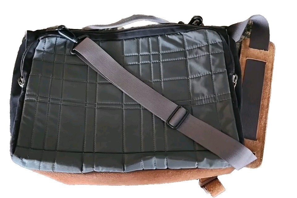 Cotopaxi Canvas Shoulder Messenger Laptop Bag Brown Leather Trim KPong Branding