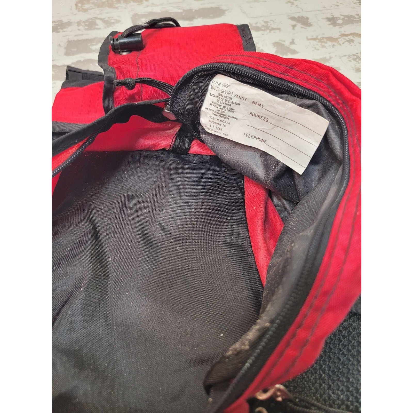 LL BEAN Red Canvas Multi Sport Fanny Pack Bag Hiking Vintage