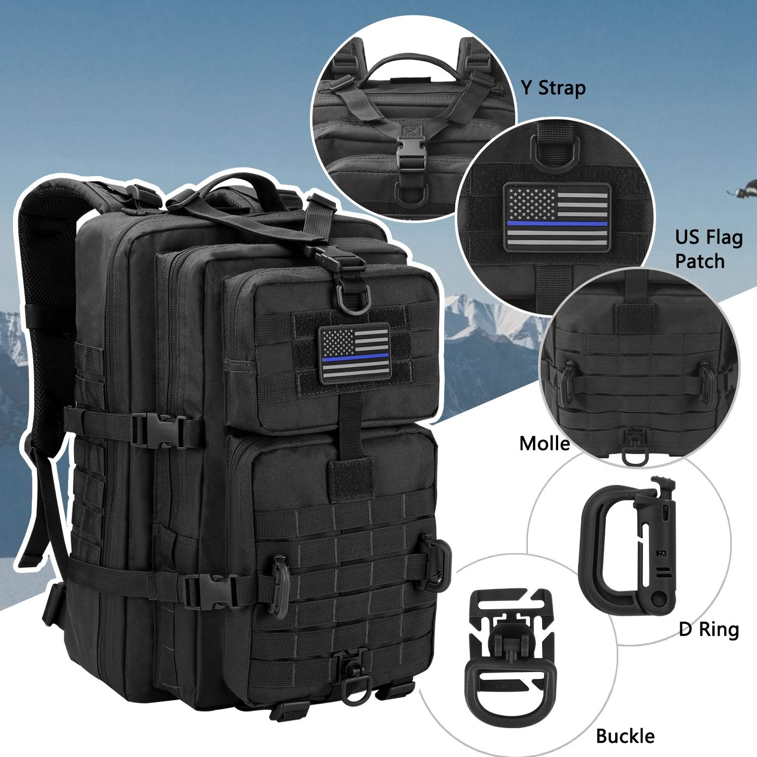 MOLLE Assault Backpack, Tactical Backpack Military Army Camping Rucksack, 3Da…