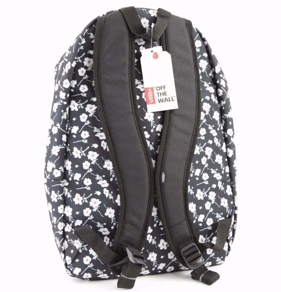 Vans Off The Wall Schooling Graphite Floral Laptop Backpack 2 Pocket New NWT