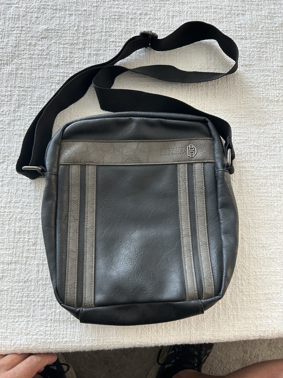 Buffalo David Bitton tablet crossbody side bag Gray black Brown satchel 10”x 12”
