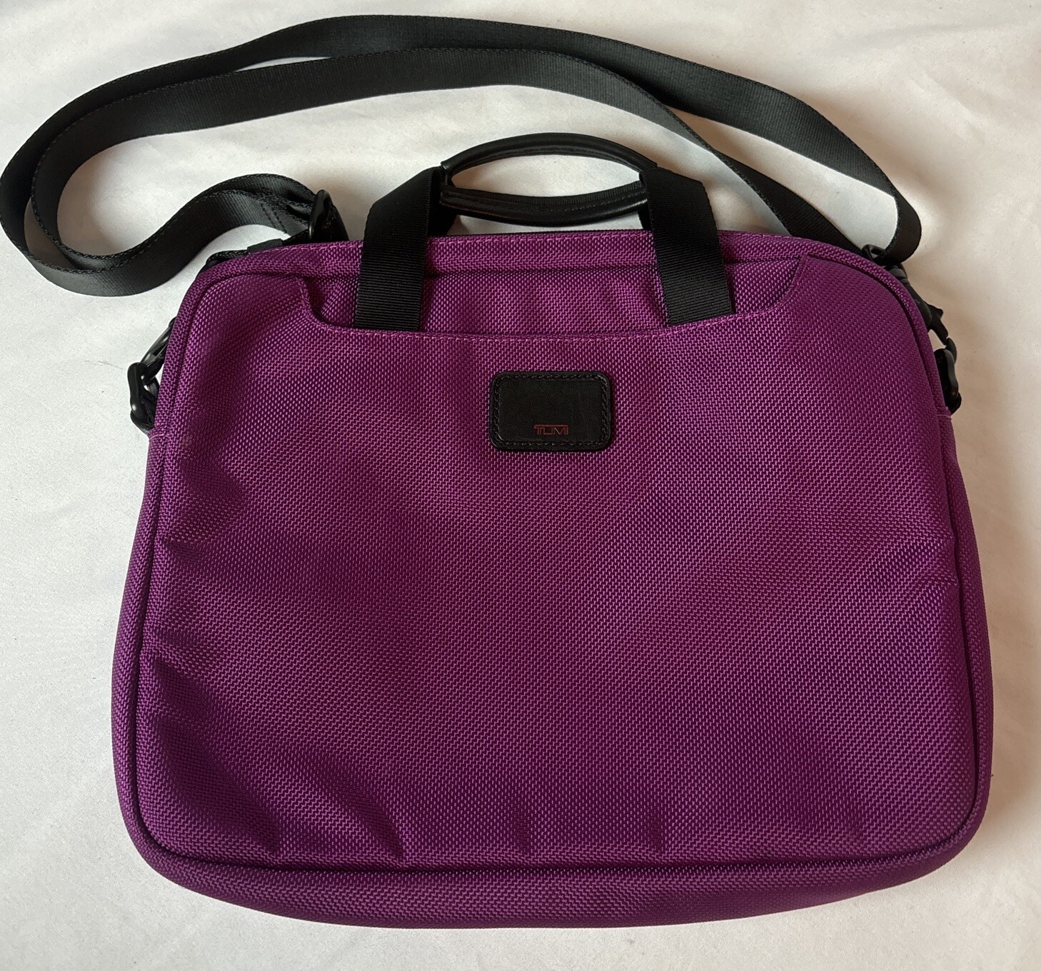 TUMI Purple Tablet Carrier Nylon With Shoulder Strap Top Handles Padded 11”x9”