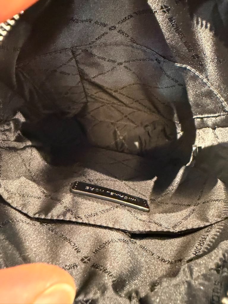 Michael Kors Cooper Grained Leather Messenger Travel Bag Embossed Logo Black Men