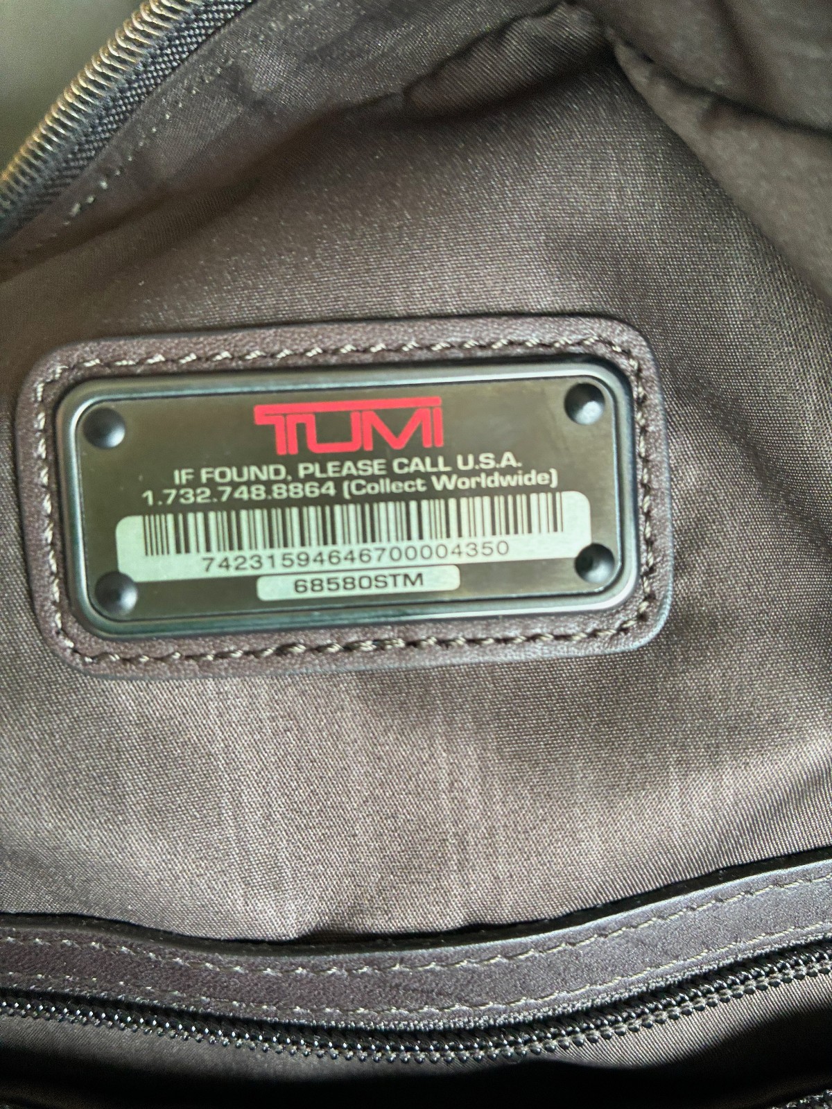 Tumi Olive With Brown Trim Pebbled Leather Backpack