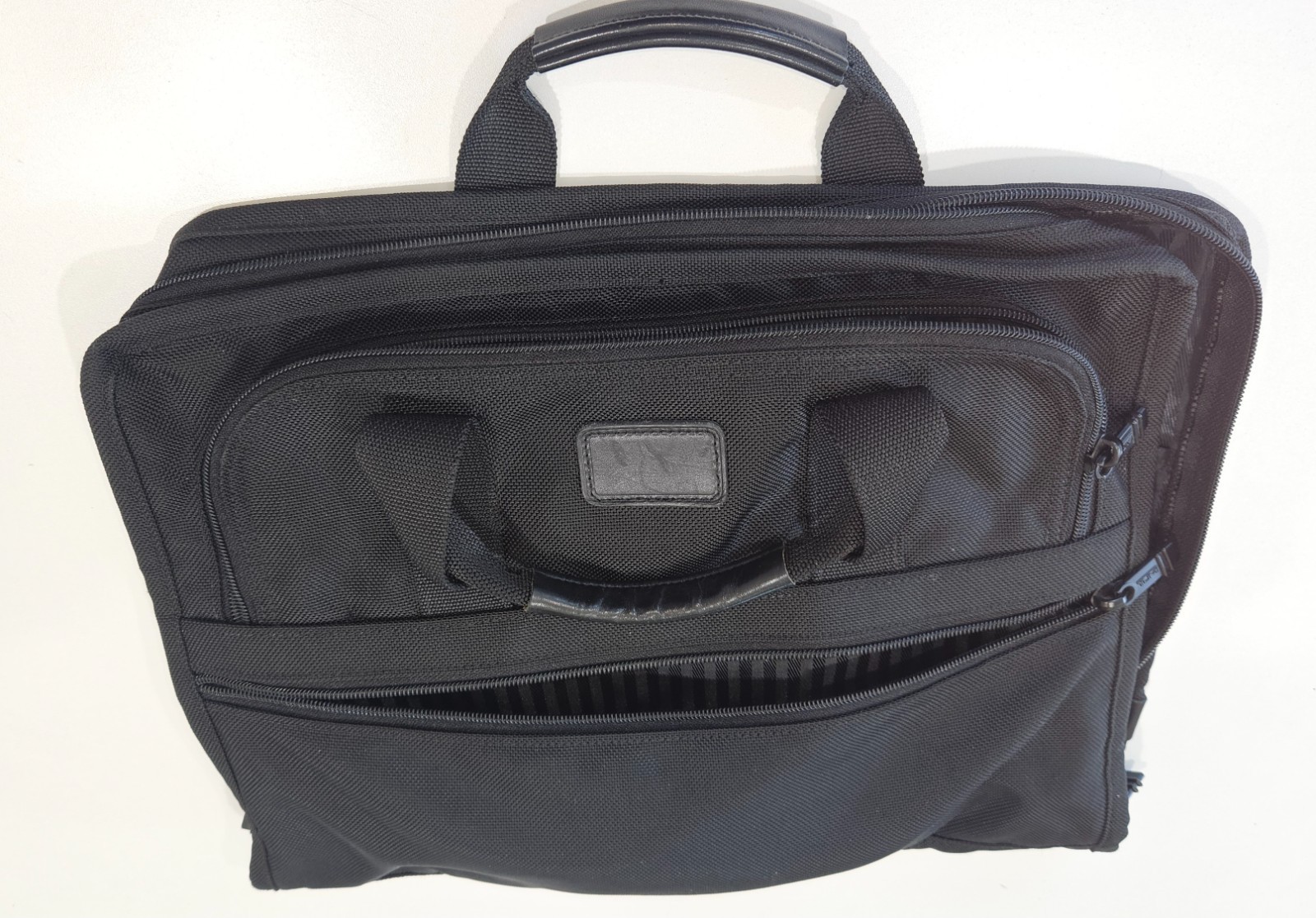 TUMI Black Ballistic Nylon Zip Around Expandable Document Organizer Briefcase