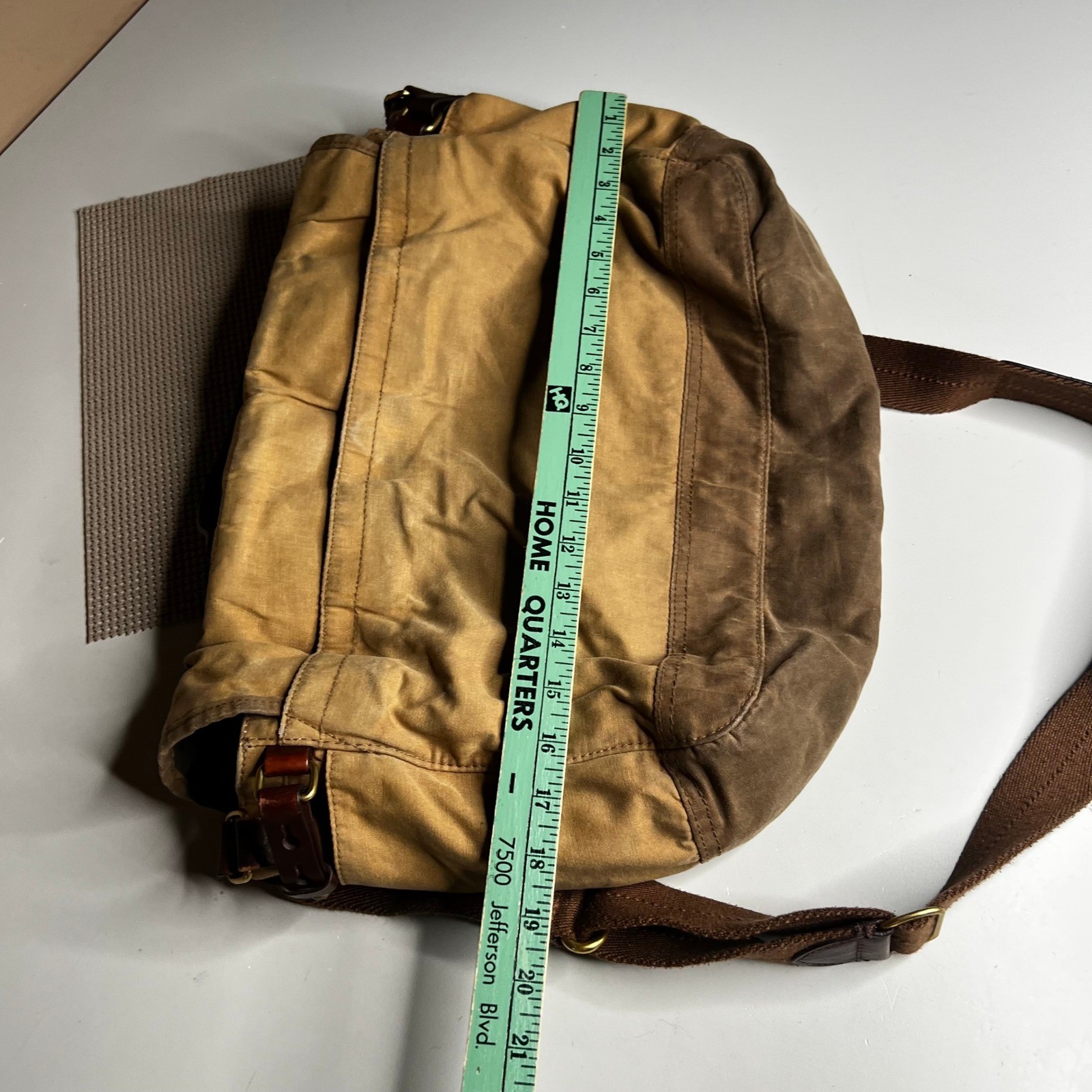 J.Crew Abingdon Messenger Bag Waxed Canvas Leather Field Satchel Laptop Bag