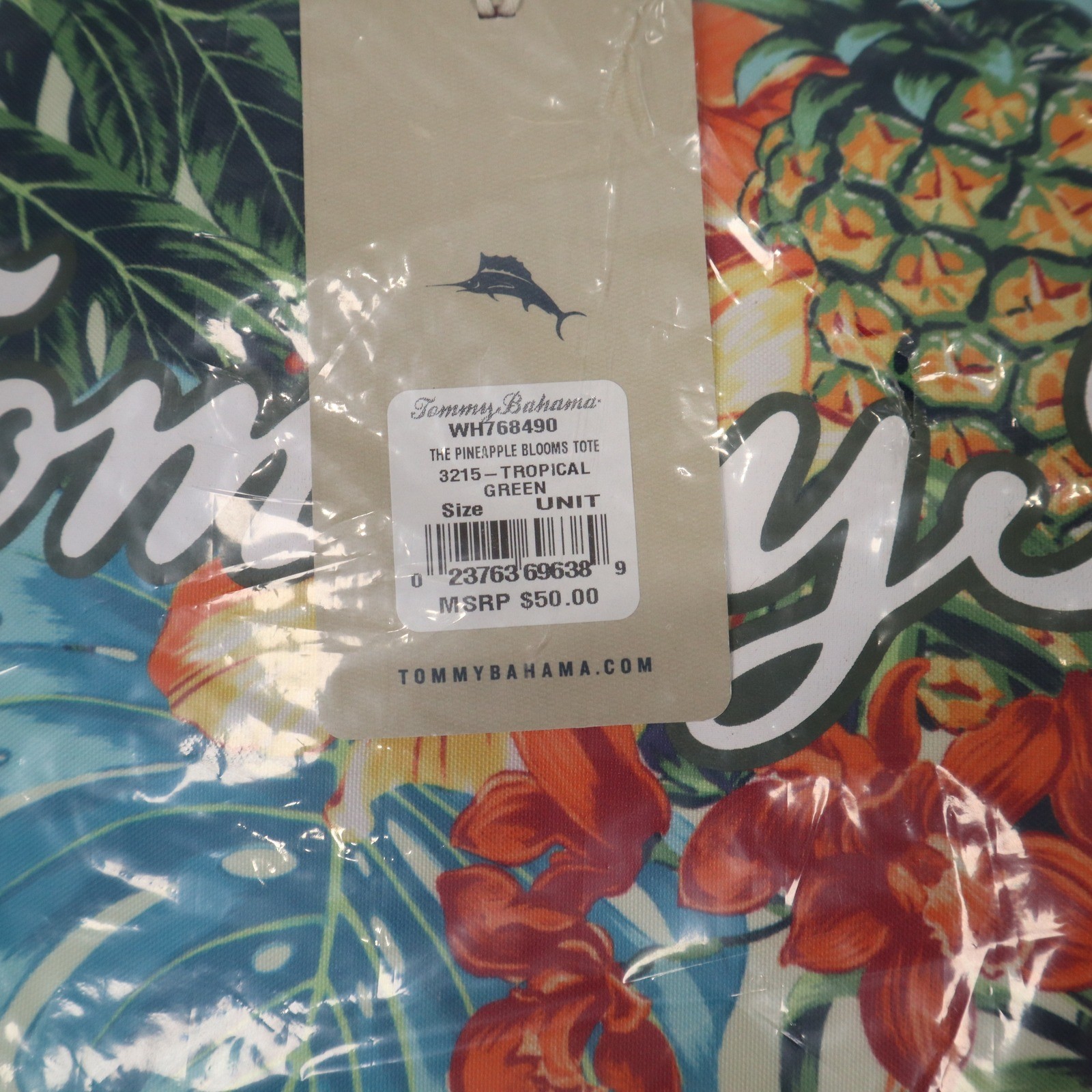 Tommy Bahama Pineapple Blooms Tote Tropical Green Floral Beach Bag Aloha NEW